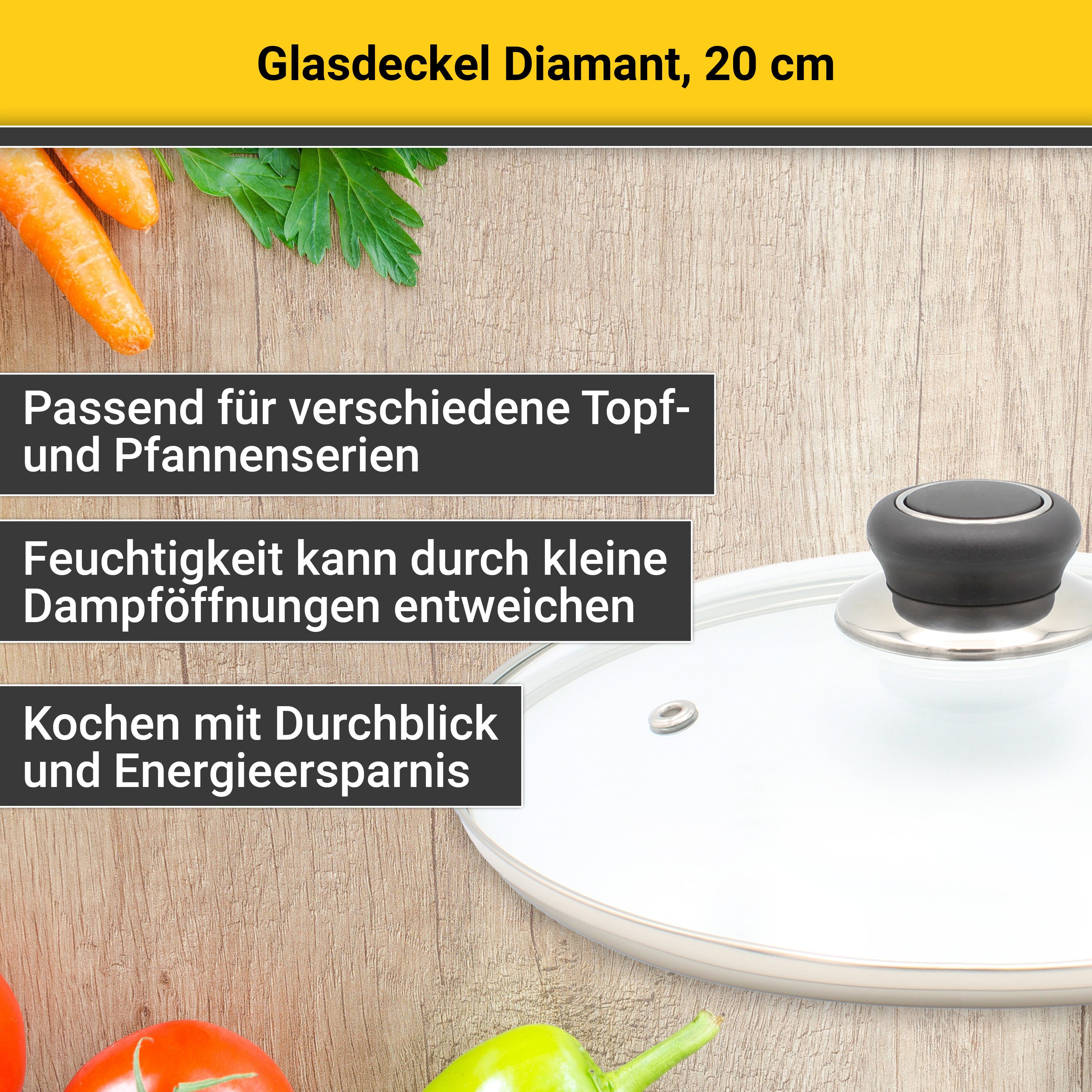 Krüger Deckel Glasdeckel Diamant mit Kunststoffknopf, (1-tlg), hitzebeständig bis 160°C und spülmaschinengeeignet