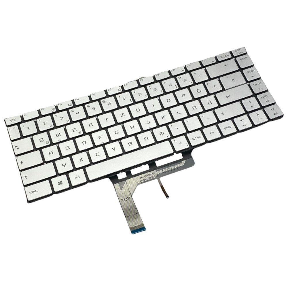 Trade-Shop Ersatz passend für MSI 8SF GS65 Stealth 8SG GS65 Stealth Tastatur (Tasten: Deutsch, QWERTZ / Farbe: Silber / mit Hintergrundbeleuchtung)