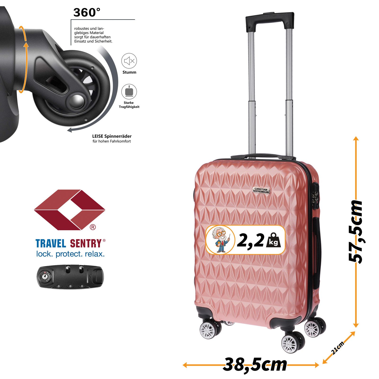 Christian Wippermann Koffer Handgepäck Trolley Handgepäckkoffer Reiskoffer günstig online kaufen