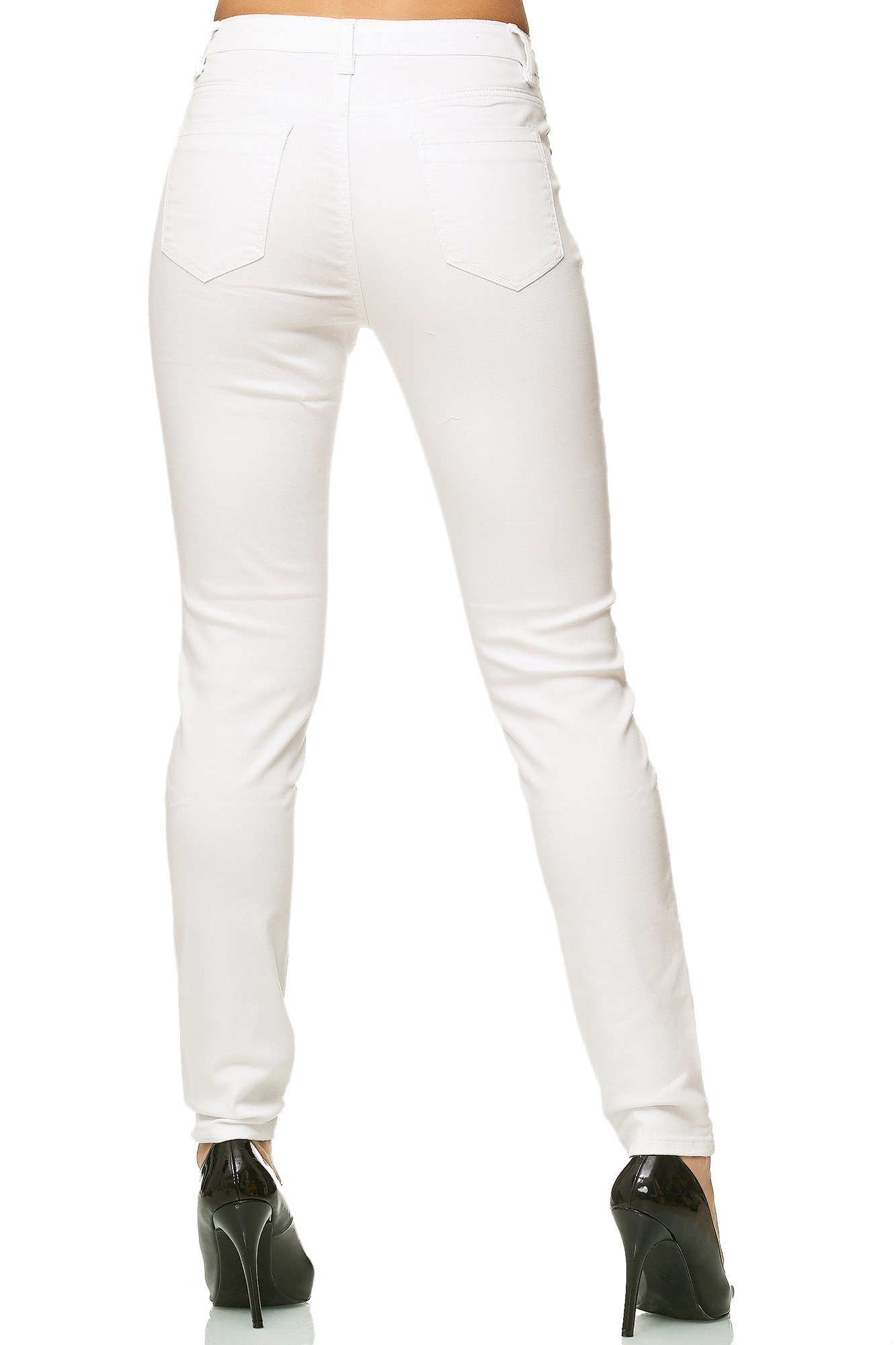 Weiß Elara (1-tlg) Skinny-fit-Jeans Elastisch Skinny Stretch Hose Damen Jeans Elara