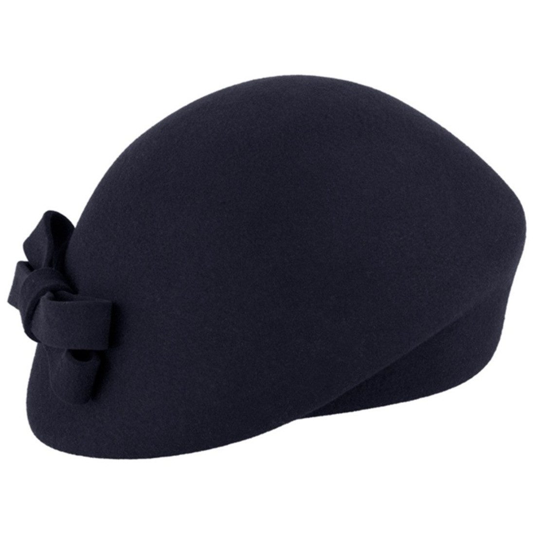 Fiebig Filzhut schicker asymmetrischer Pillbox-Hut mit Schleife