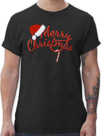 Shirtracer T-Shirt »Merry Christmas Zuckerstange - Weihachten Kleidung - Herren Premium T-Shirt« t shirt herren weihachten - männer tshirt weihnachtlich
