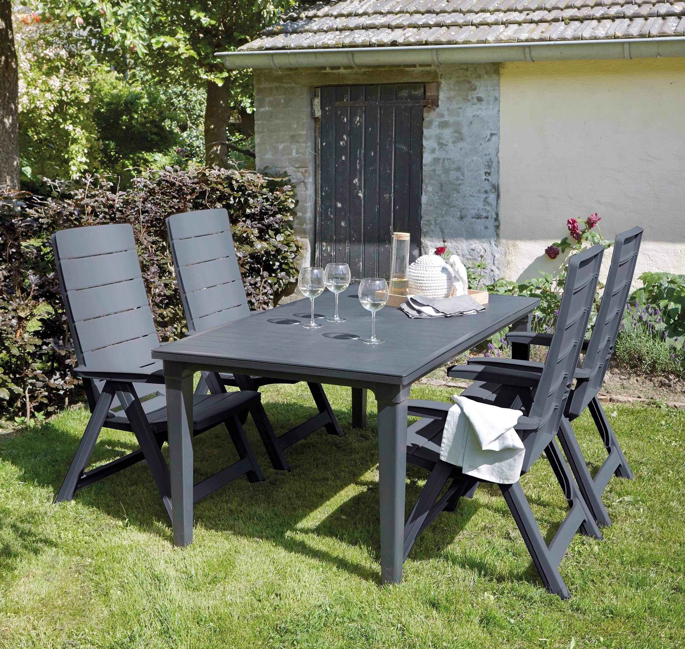 Allibert Garten-Essgruppe Aruba / Futura, (Set, 13-tlg), bestehend aus 6 Sesseln und 1 Tisch