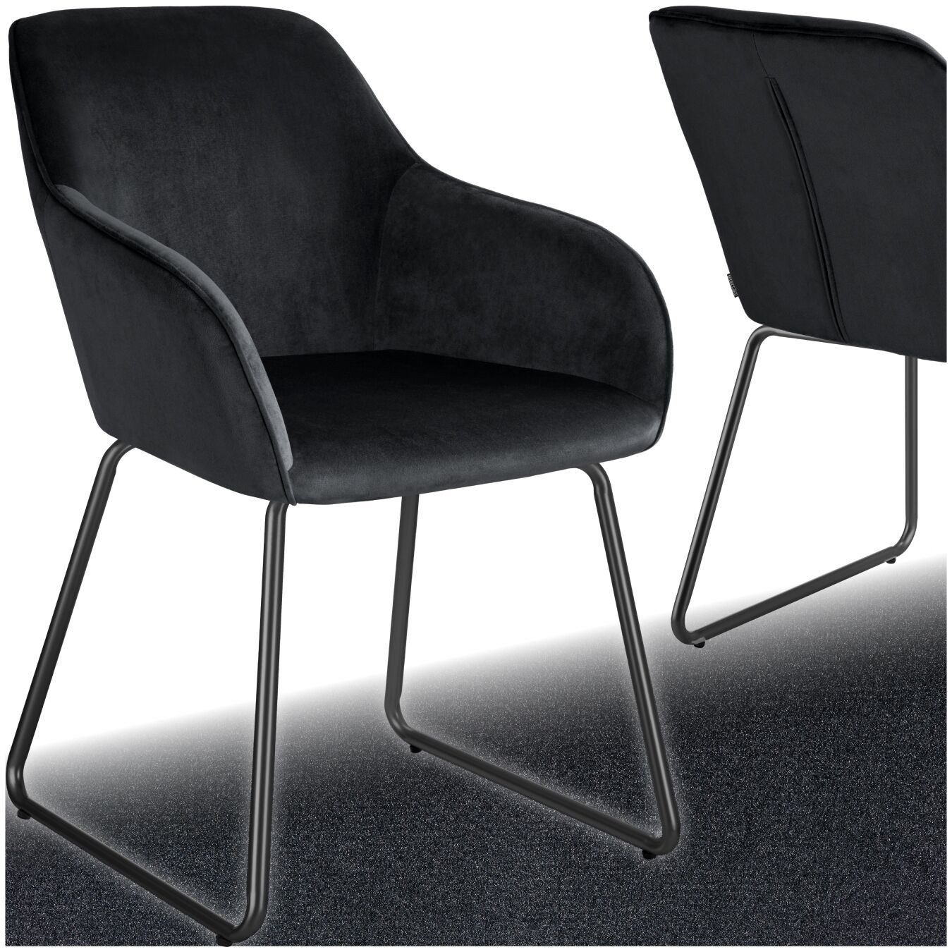 tectake Esszimmerstuhl Küchenstuhl Jeane, Samtoptik, Kufengestell (Set, 1 St), Erstklassiger Komfort dank hochdichter Schaumstoffpolsterung