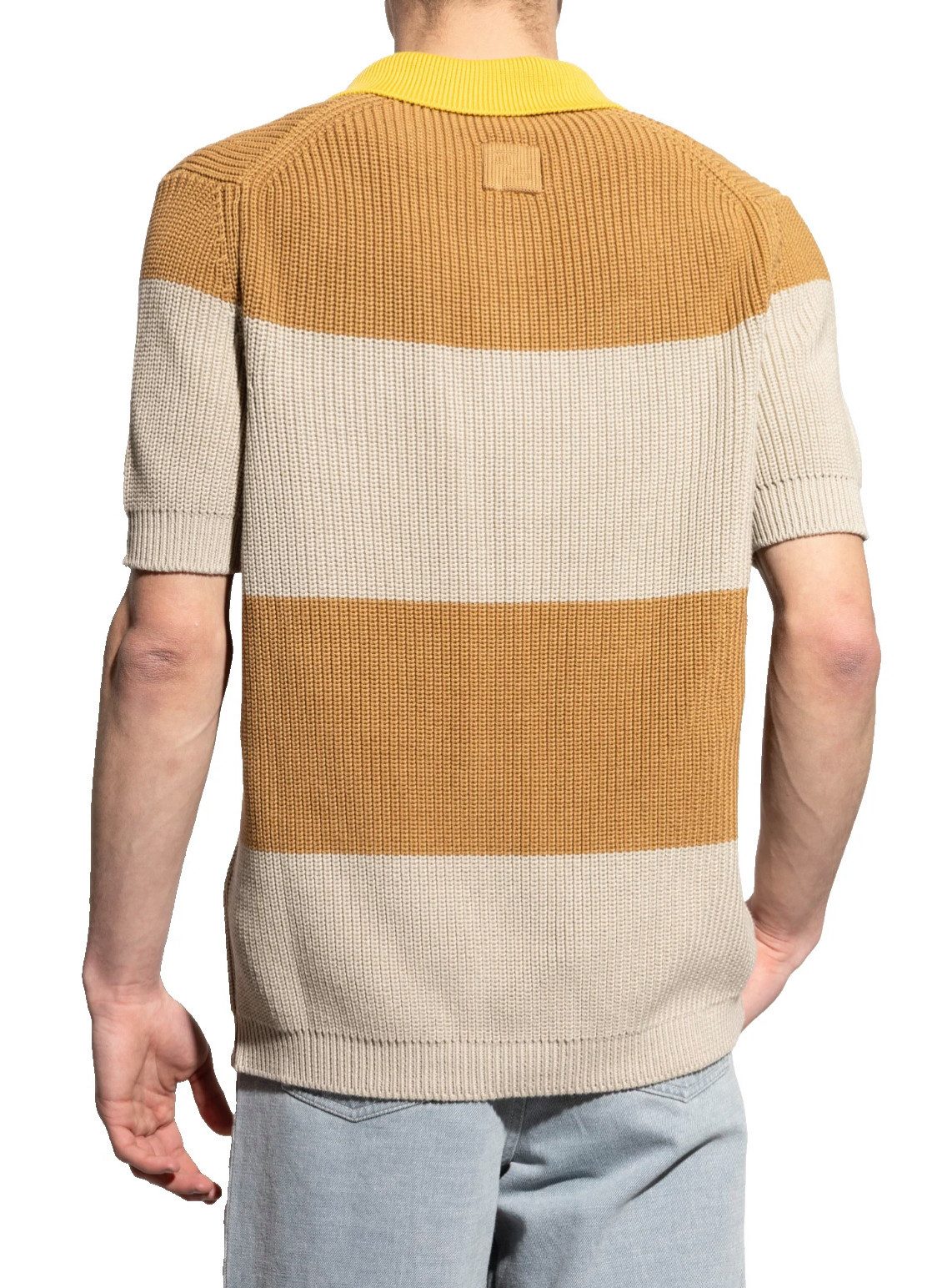 FENDI Strickpullover Strick Poloshirt mit Aufnäher Exklusives Wappen-Detail auf der Brust