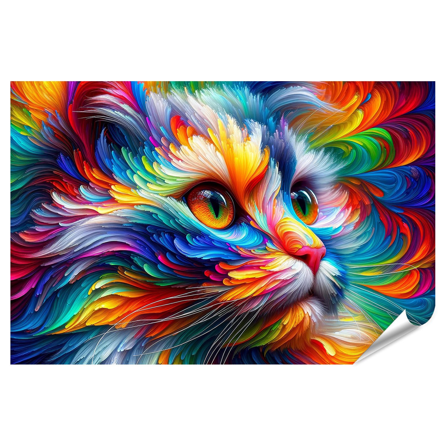 Poster Buntes Katzenporträt in Abstrakter Kunst