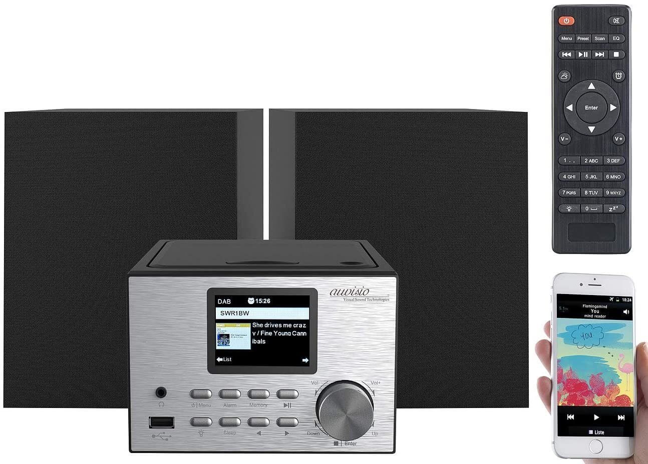 Bluetooth W, 30 CD-Player) FM, USB, System FM, IRS-500.mini 2.1 FM/DAB+, (DAB), Webradio, mit auvisio Stereoanlage CD, Micro-Stereoanlage (Digitalradio DAB+, mit