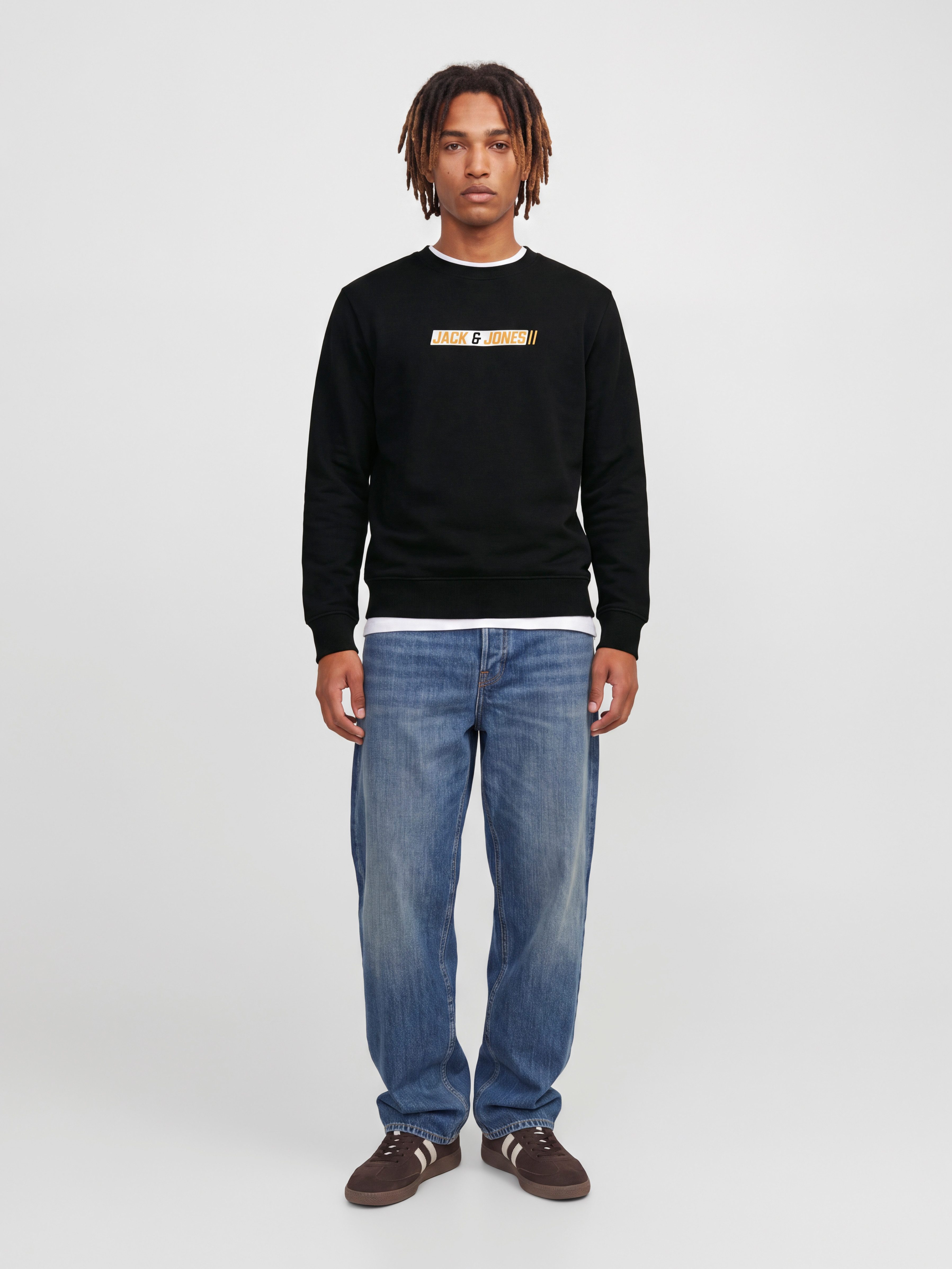 Jack & Jones Sweatshirt JJMUNK SWEAT CREW NECK Materialmix, normal geschnitten – Bild 4 von 5