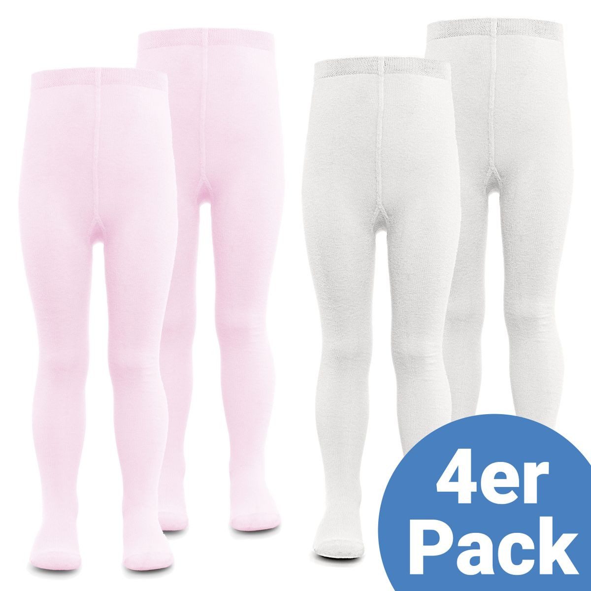 LaLoona Strumpfhose Rosa Weiß - Gr. 50/56 (Set 4er-Pack) Baby und Kinder Strumpfhose 4x elastische Babystrumpfhosen