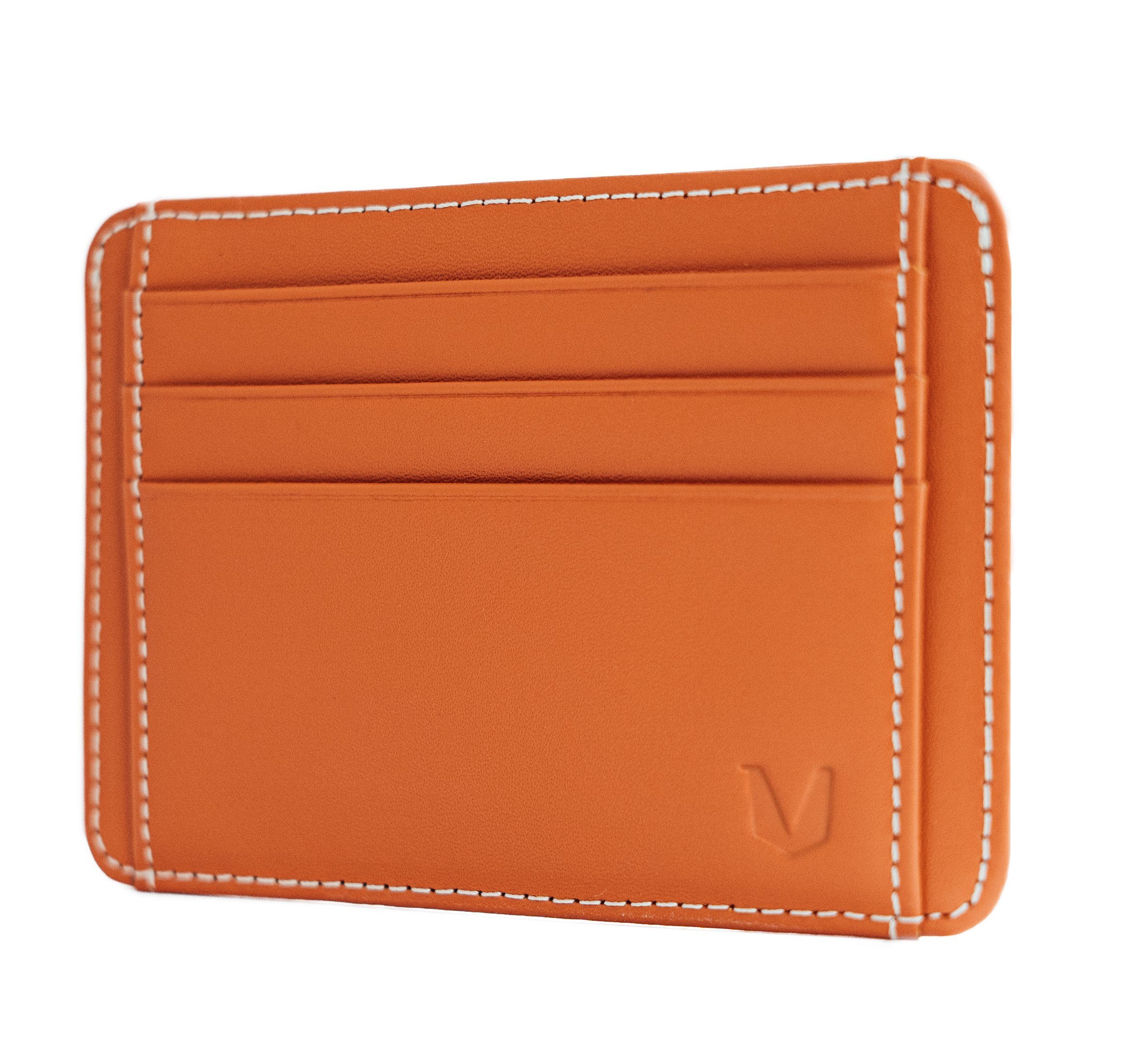 MAGATI Mini Geldbörse Mini Wallet LEZA (Inkl. Geschenkbox), Echtes Rindsleder, RFID Schutz, Reißverschluss, Münzfach Cognac