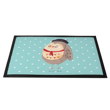 Fußmatte 60 x 90 cm Eule Französisch - Türkis Pastell - Geschenk, Schmutzmatte, Mr. & Mrs. Panda, Höhe: 0 mm