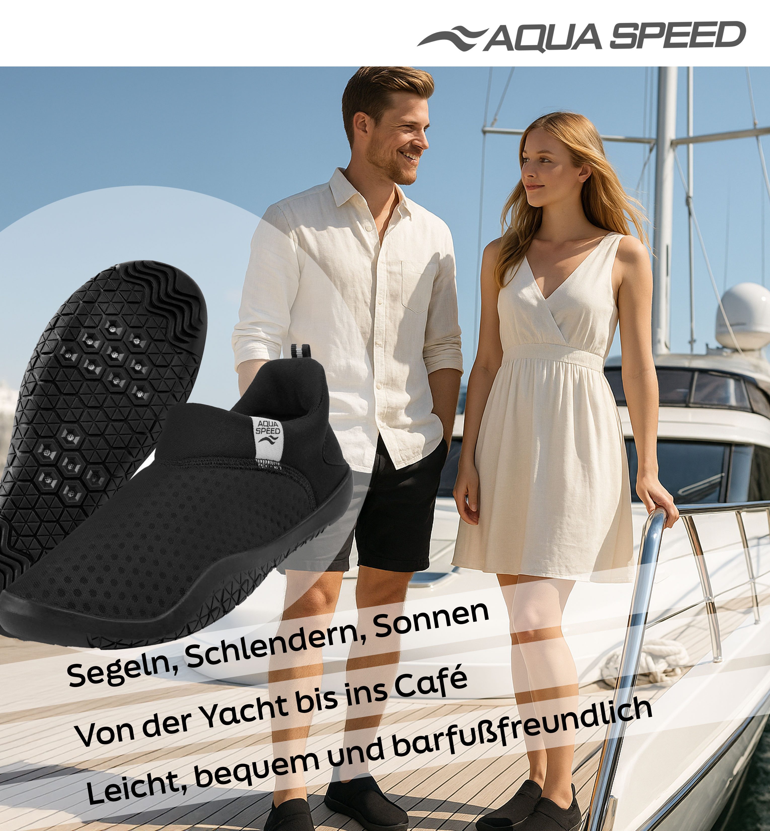 Aqua Speed Aqua Speed Lagarto Aquaschuhe Gr. 46 – Herren Badeschuh mit Mikrotuch Wasserschuh (Hochwertige Herren Wasserschuhe – Für See, Meer & Garten) Herren Wasserschuhe inkl. Mikrofaserhandtuch – Sicher & stilvoll