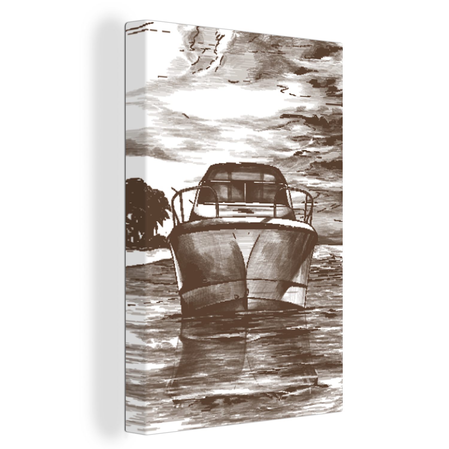OneMillionCanvasses® Leinwandbild Boot - Luft - Schwarz - Weiß, (1 St), Leinwandbild fertig bespannt inkl. Zackenaufhänger, Gemälde, 20x30 cm