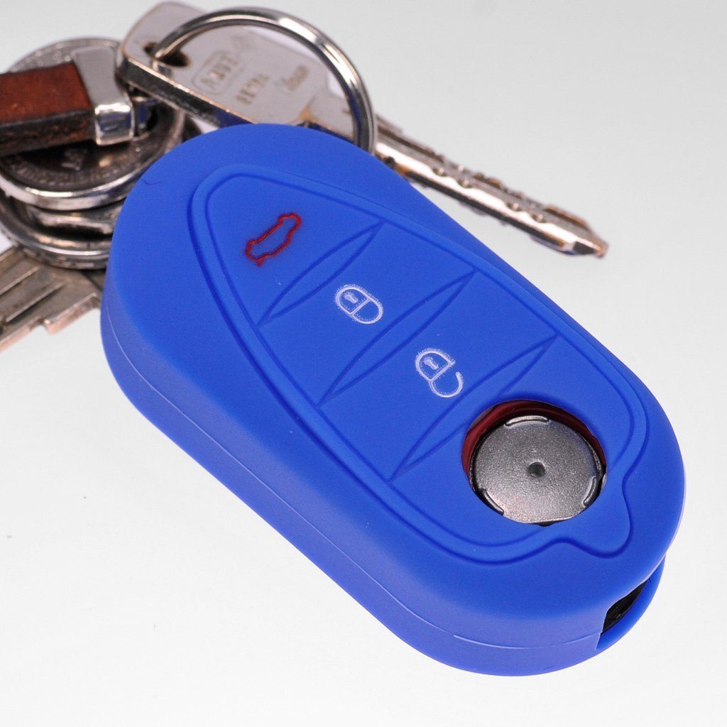 Softcase Blau, ab Tasten 2008 Schlüsseltasche mt-key Schutzhülle 4C Giulietta für Autoschlüssel ALFA Romeo Mito 940 3 Klappschlüssel Silikon