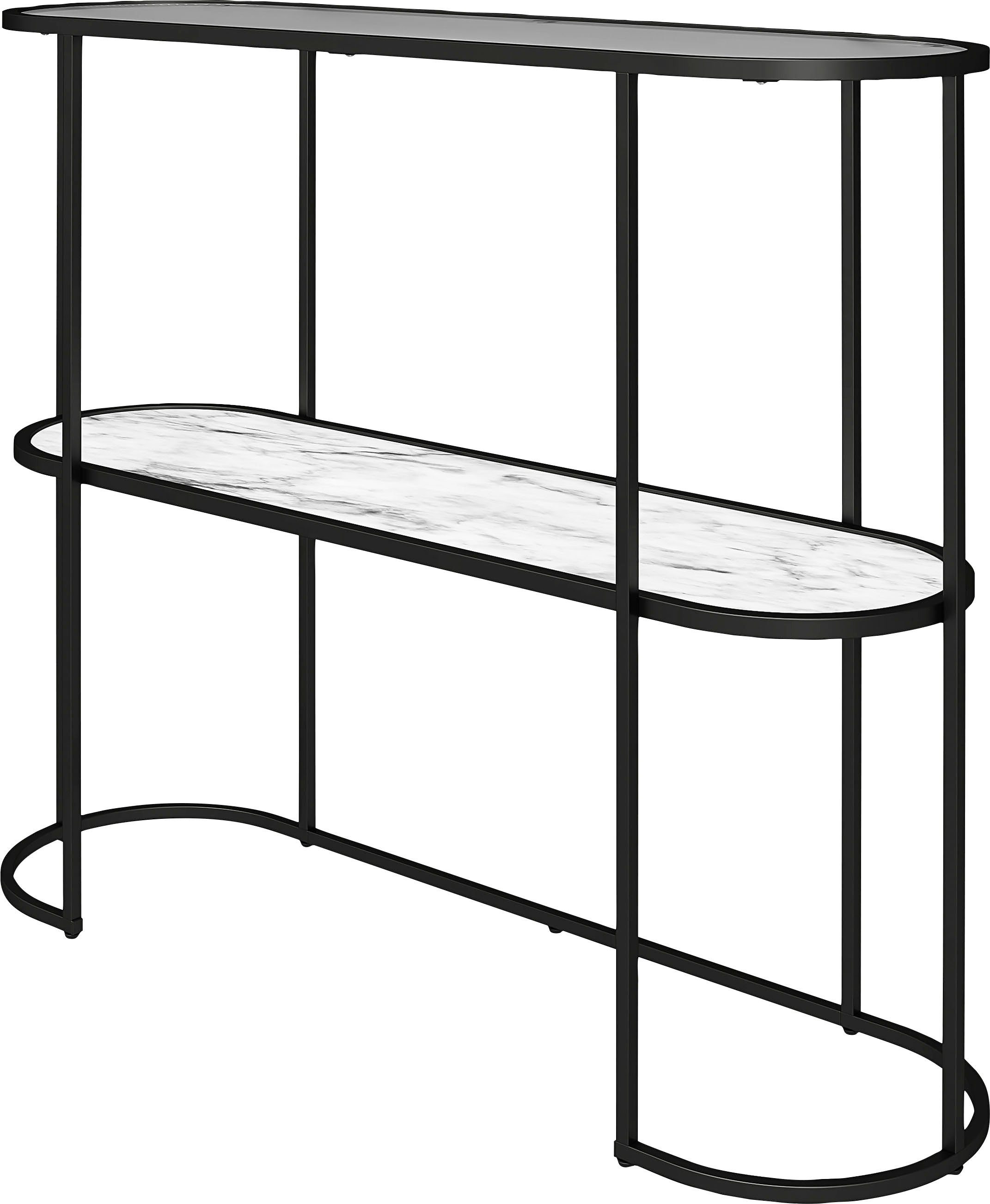 aus Konsolentisch FSC®- geriffeltem Tischplatte Höhe Holz, Dorel cm mit Glas, Home 82 (1-St), Moon