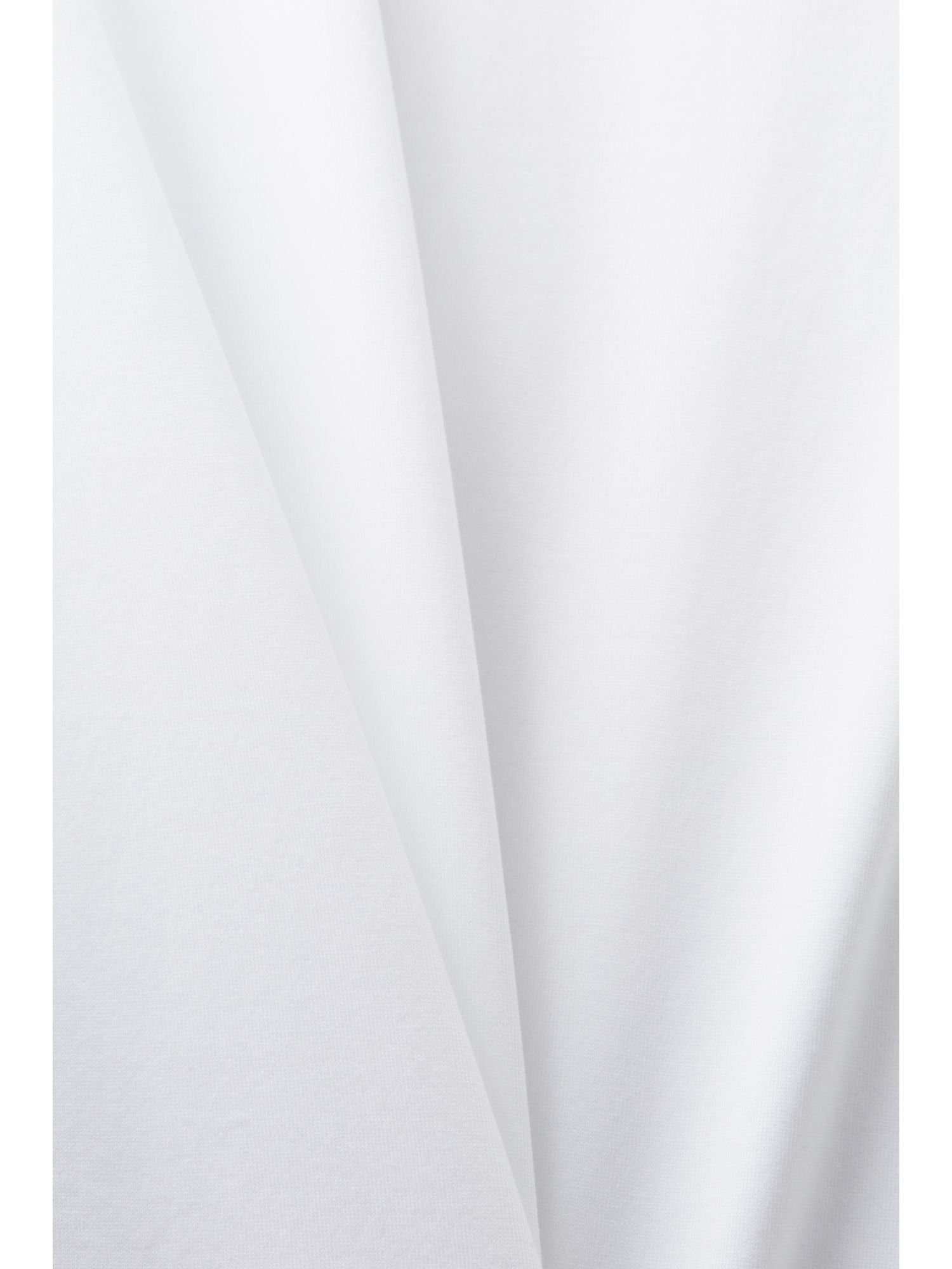 Rundhals-T-Shirt WHITE Baumwolle Esprit T-Shirt % im (1-tlg) Collection Lagenlook, 100