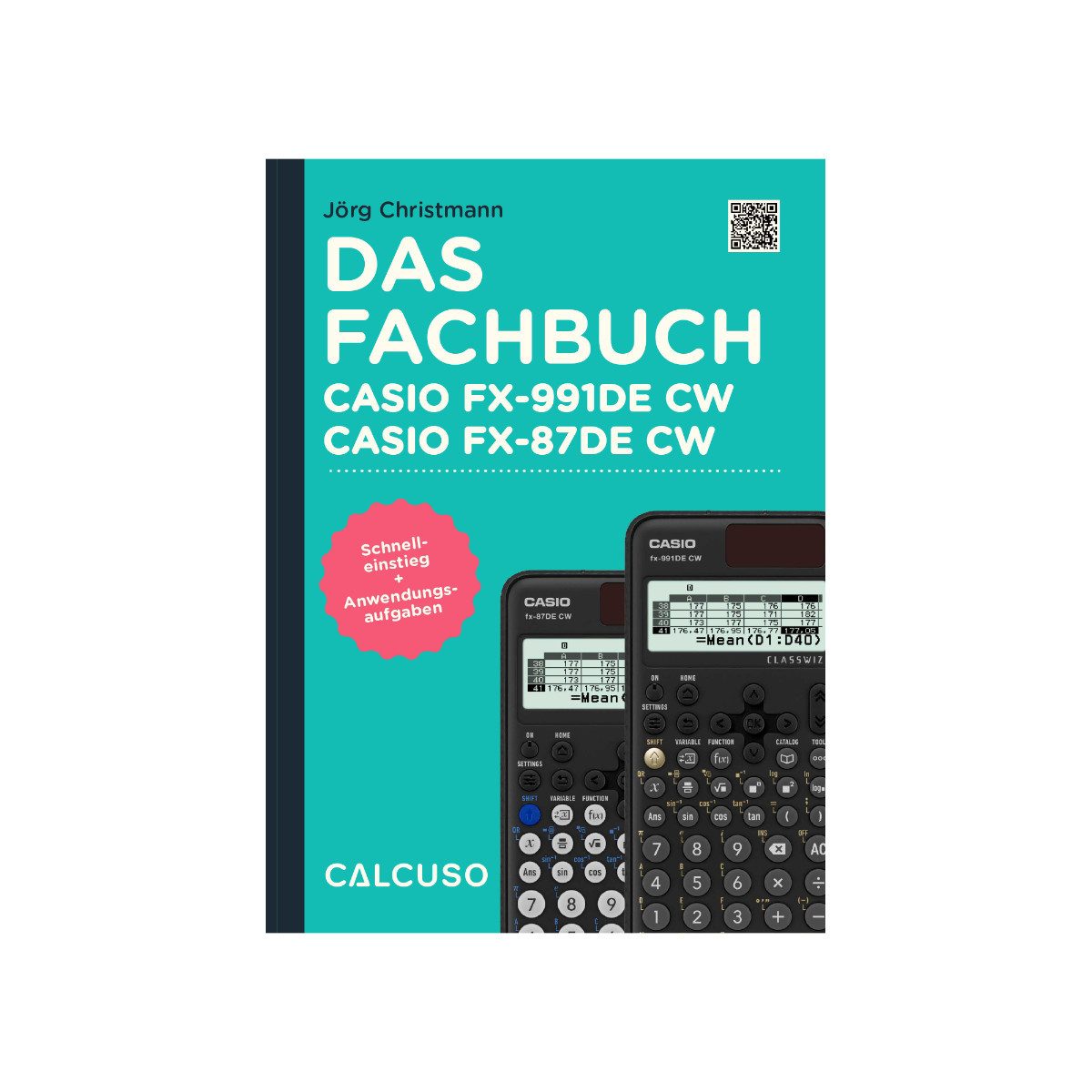 CASIO Taschenrechner fx-991DE CW - Premium Set inkl. Schutztasche Hellgrau & Fachbuch uvm.