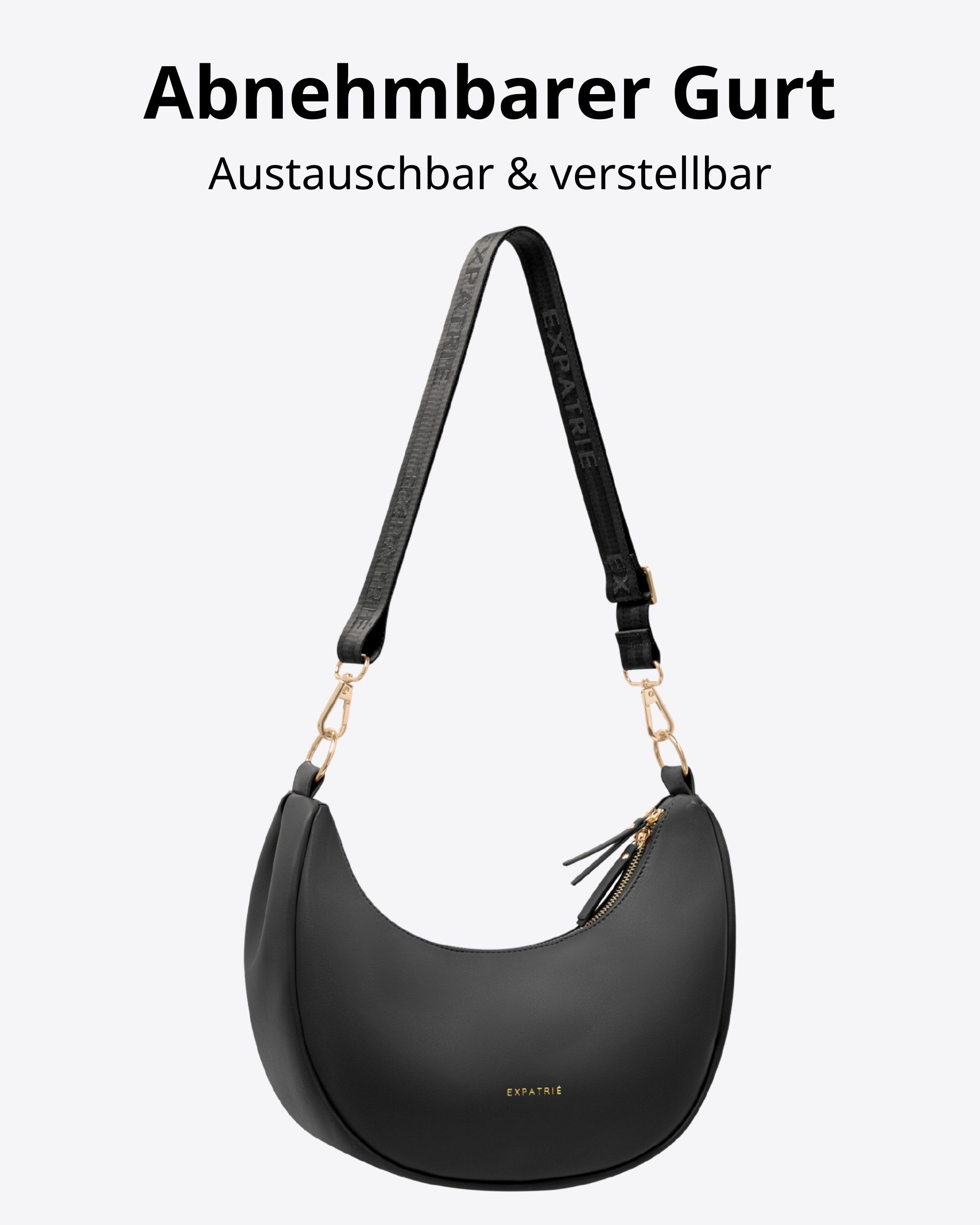 Expatrié Umhängetasche Lea Medium Half Moon Bag Schultertasche, Elegante Crossbody Bag in Halbmond Form, Wasserabweisend