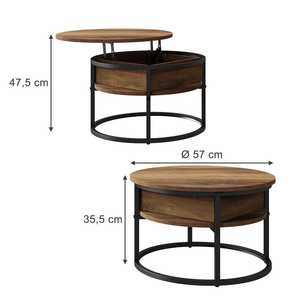 Vicco Couchtisch Marlo, Holz/Schwarz, 57 x günstig online kaufen