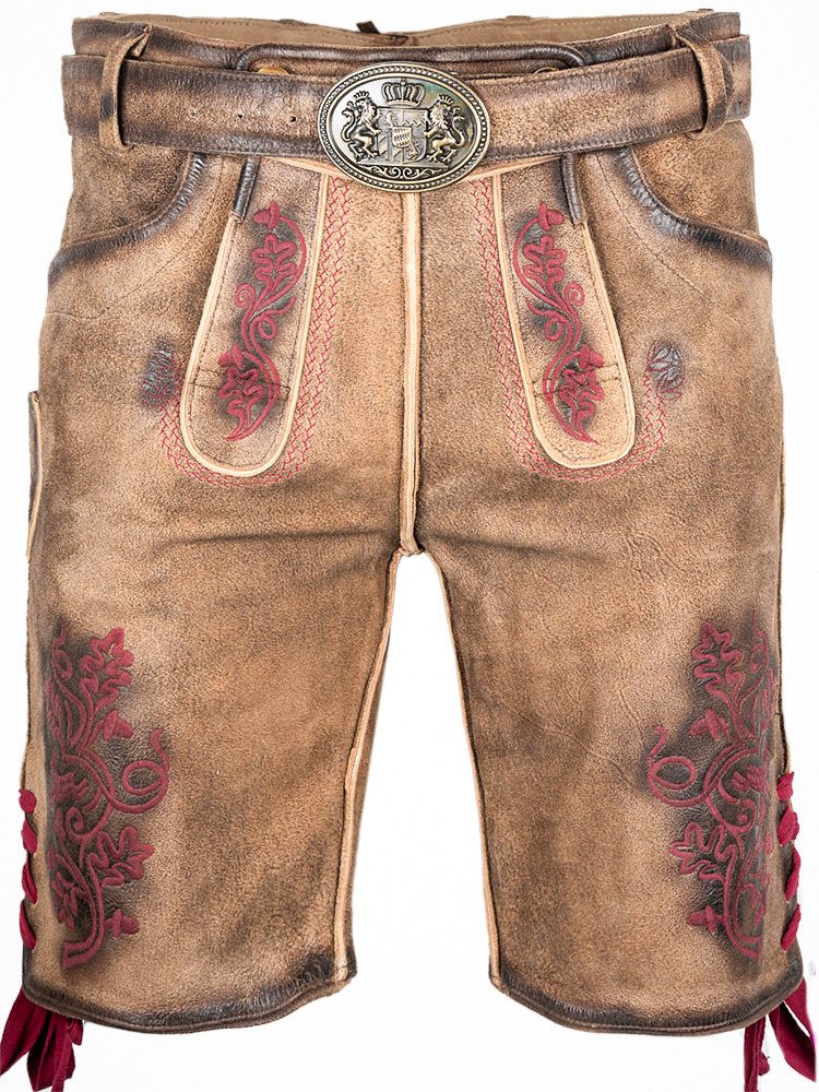 Maddox Lederhose Lederhose Utz sand weinrot nappato