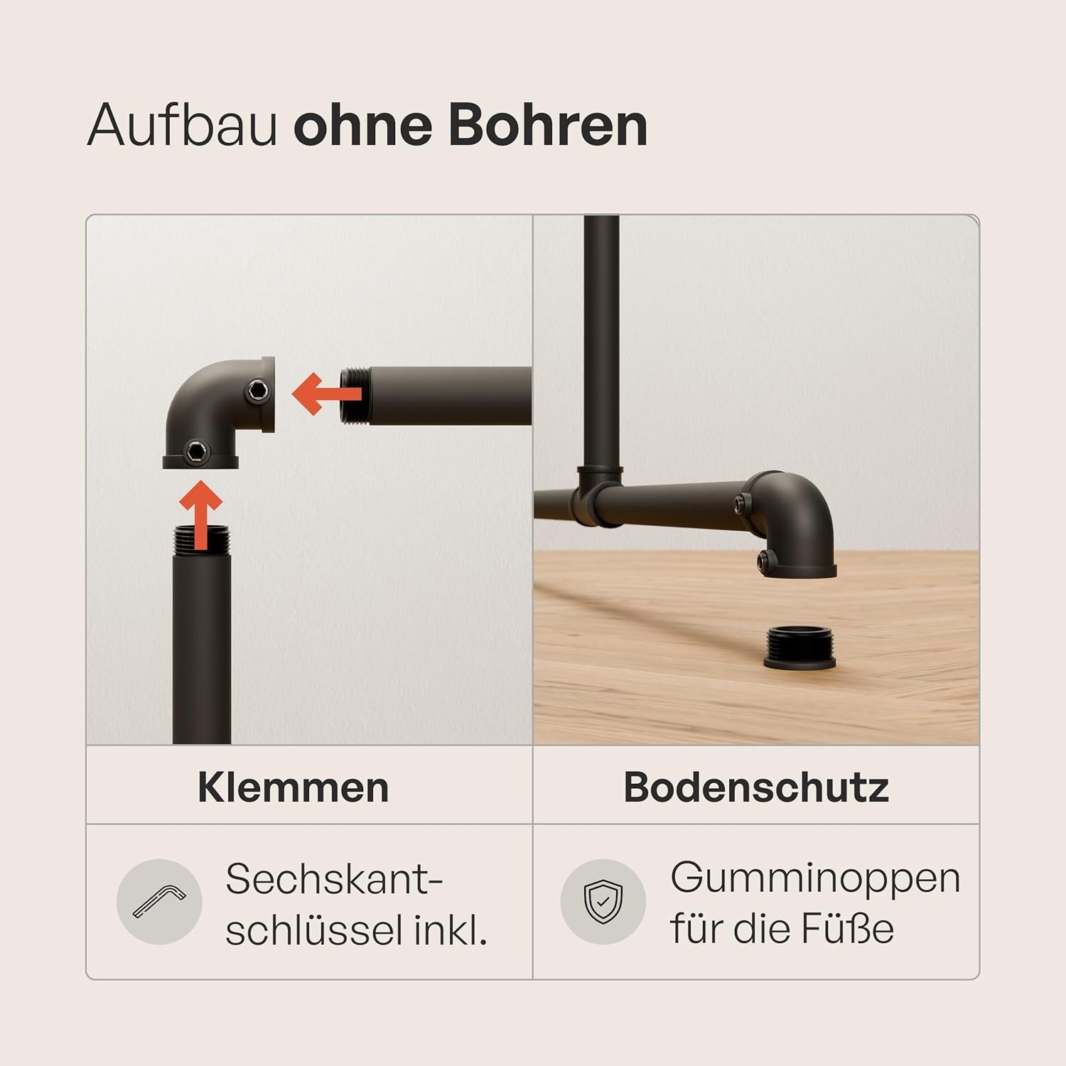 pamo. design Kleiderständer offener Kleiderschrank LAS, freistehender Garderobenständer, (Kleiderstange ohne Bohren), Stummer Diener ohne Bohren, stabil & schne – Bild 5 von 5