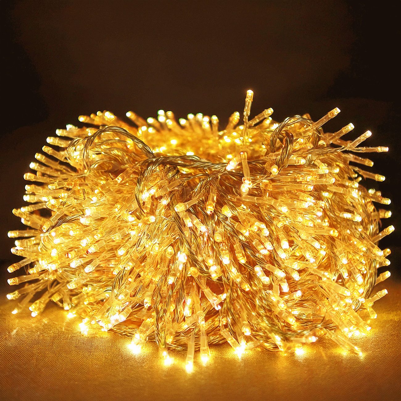 shop'n smile ideoon LED-Lichterkette LED-Büschel-Lichterkette 3m, 300 warmweiße LEDs 8 Modi IP44 für außen, 300 warmweiße LEDs mit Abstand (1 cm) für Büscheleffekt