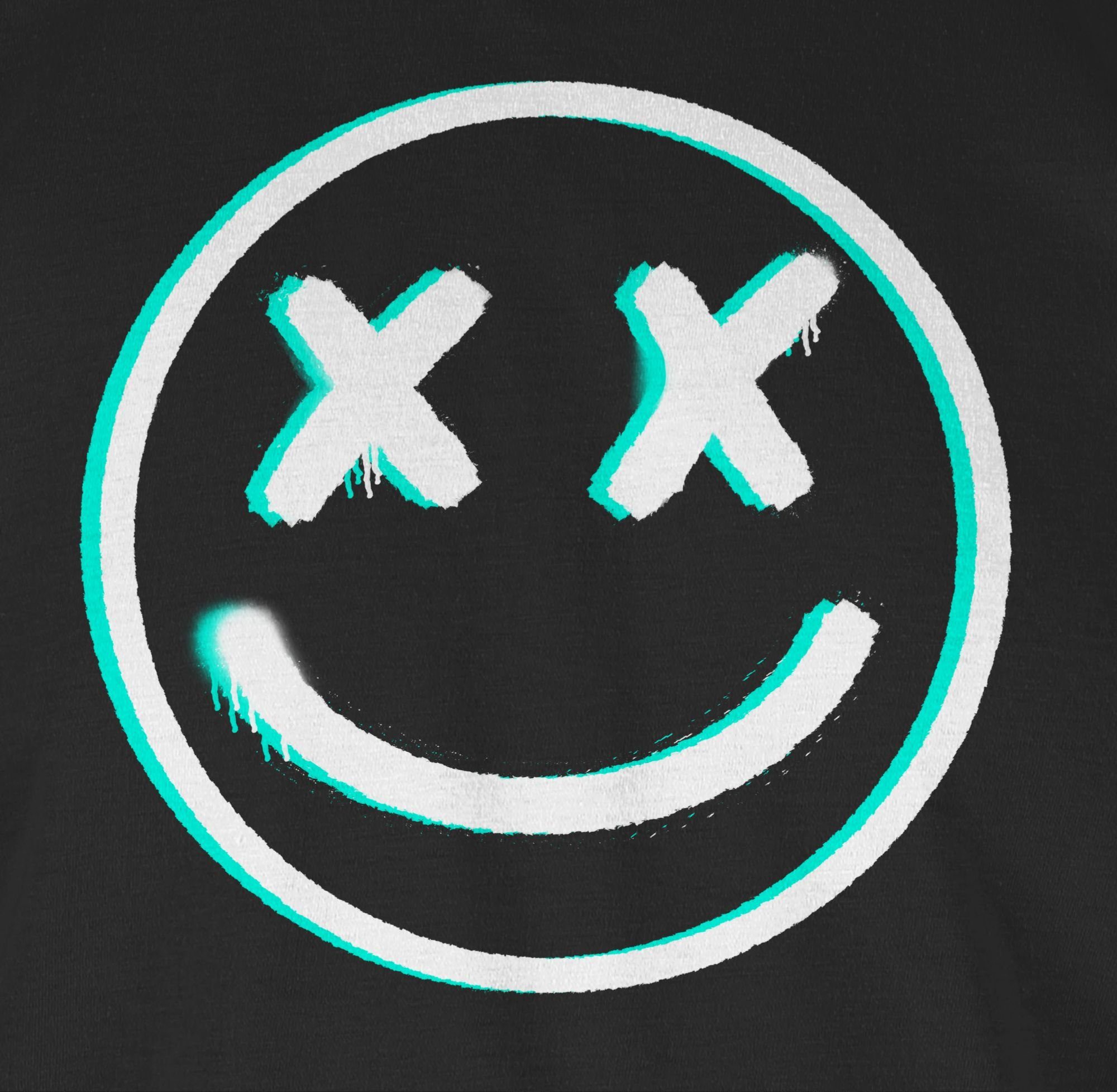 Shirtracer Nerd Geschenke T-Shirt Smiley 01 Face Cooles Glitch Schwarz