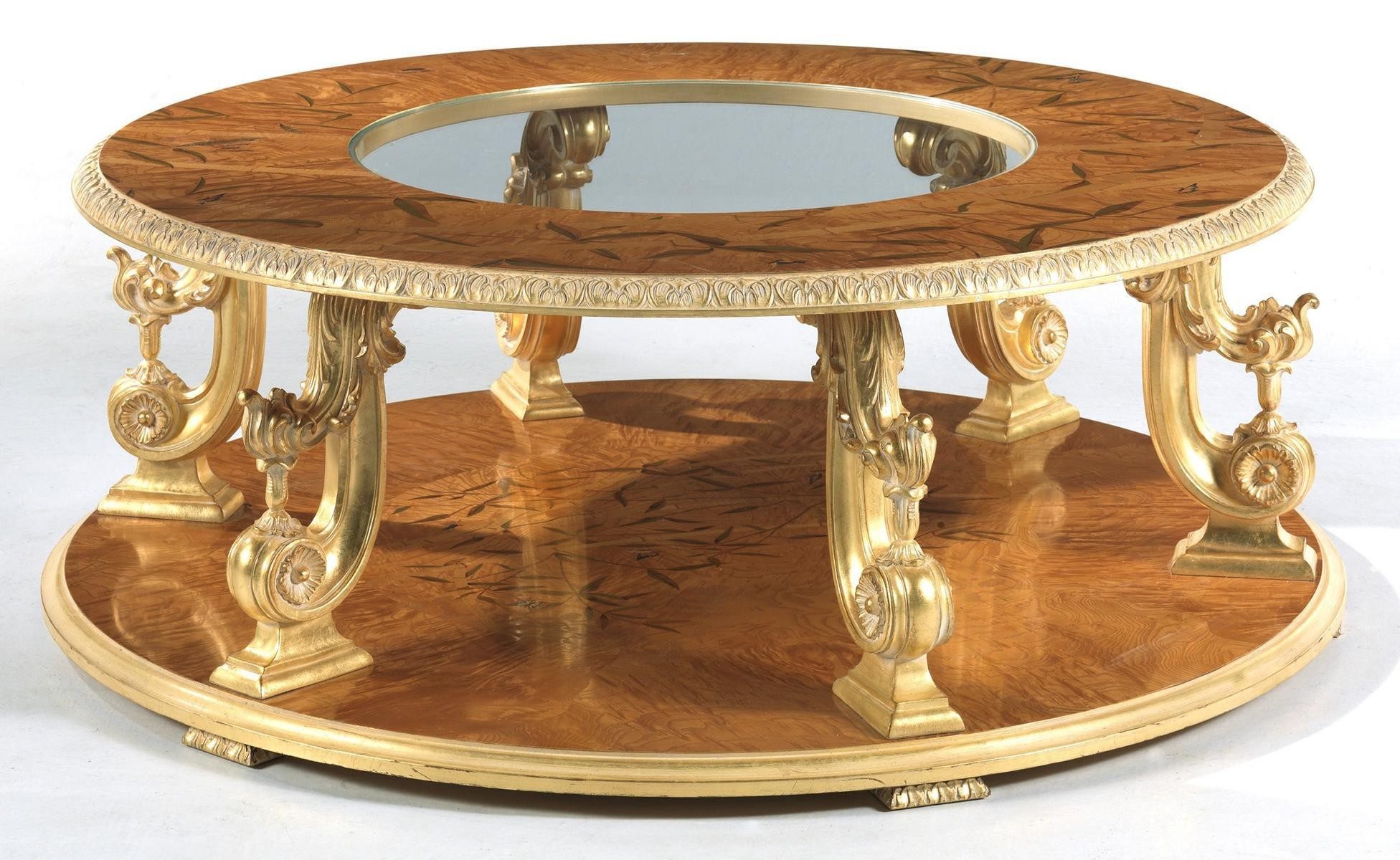 Xlmoebel Couchtisch XLMOEBEL Beistelltisch aus Holz in Braun, runde Form, Made in Europa