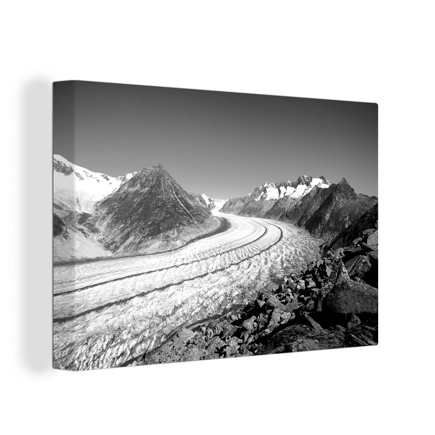 Kanton Wanddeko, Wandbild Luft bei cm OneMillionCanvasses® Leinwandbilder, Aletschgletscher Der -, im klarer (1 30x20 St), Schweizer Wallis Leinwandbild Aufhängefertig,