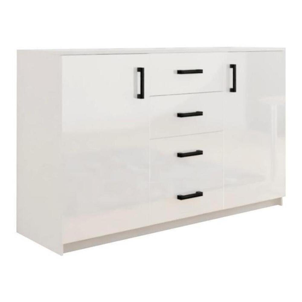 MOEBLO Kommode BAHRAIN (Sideboard Wohnzimmer Kommode Schlafzimmer Komodenschrank Highboard, Schwarze Metallgriffe), (BxHxT):150x94x45 cm