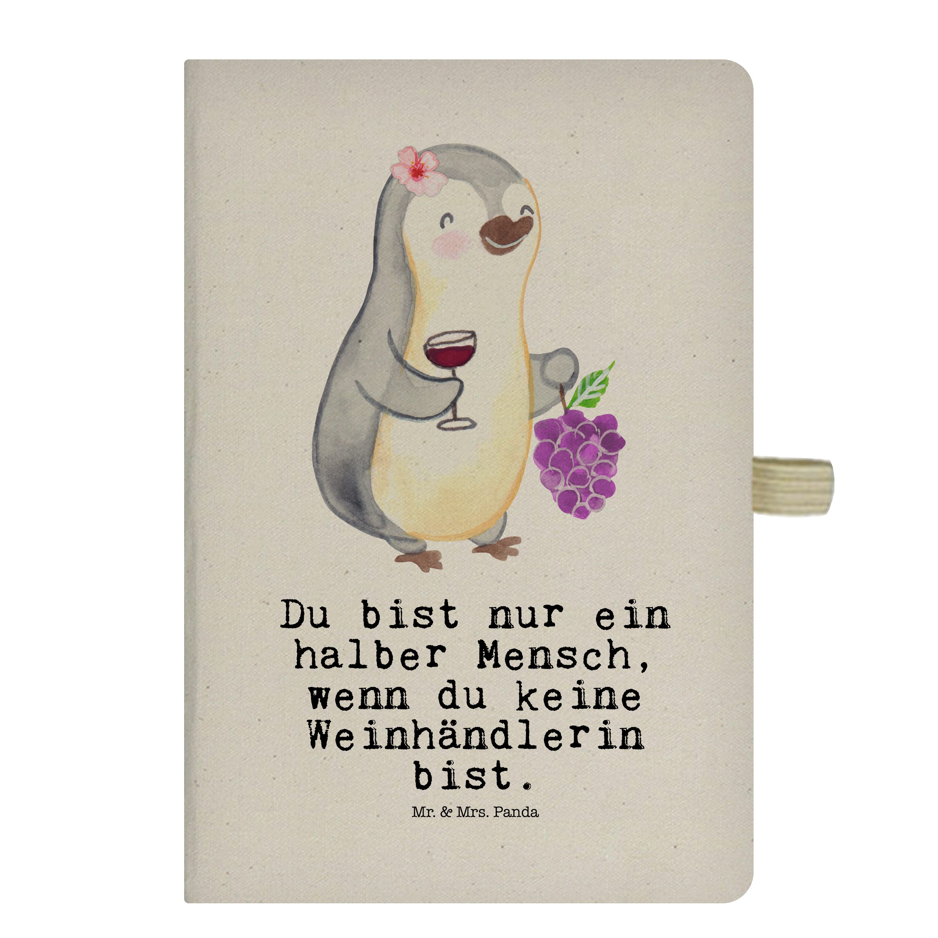 Mr. & Mrs. Panda Notizbuch Weinhändlerin mit Herz - Transparent - Geschenk, Kollege, Beruf, Noti Mr. & Mrs. Panda