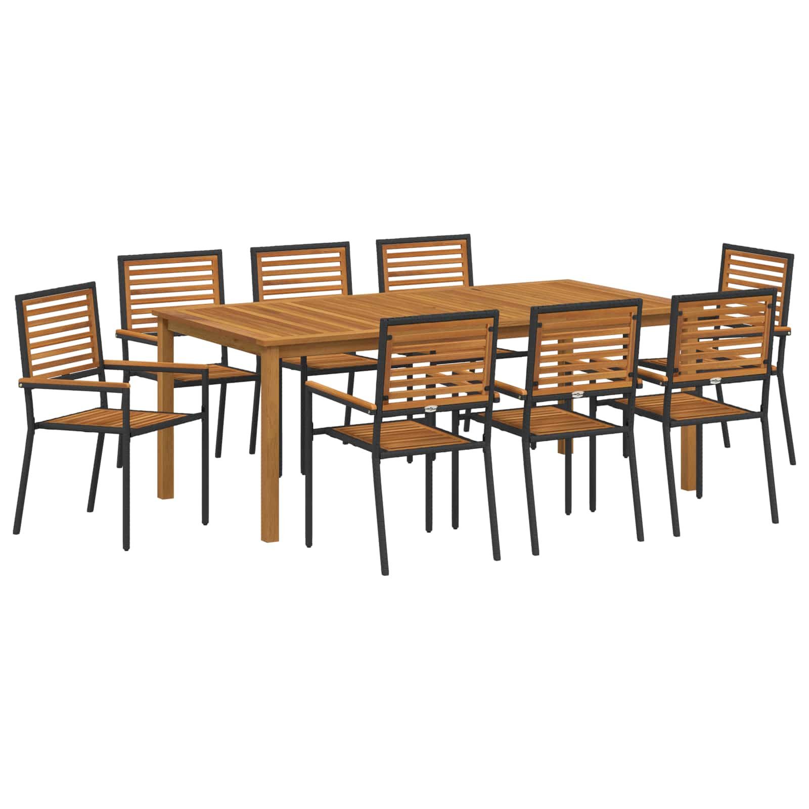 Gartenlounge-Set Garten Essgruppe 9 pcs Schwarz Massivholz