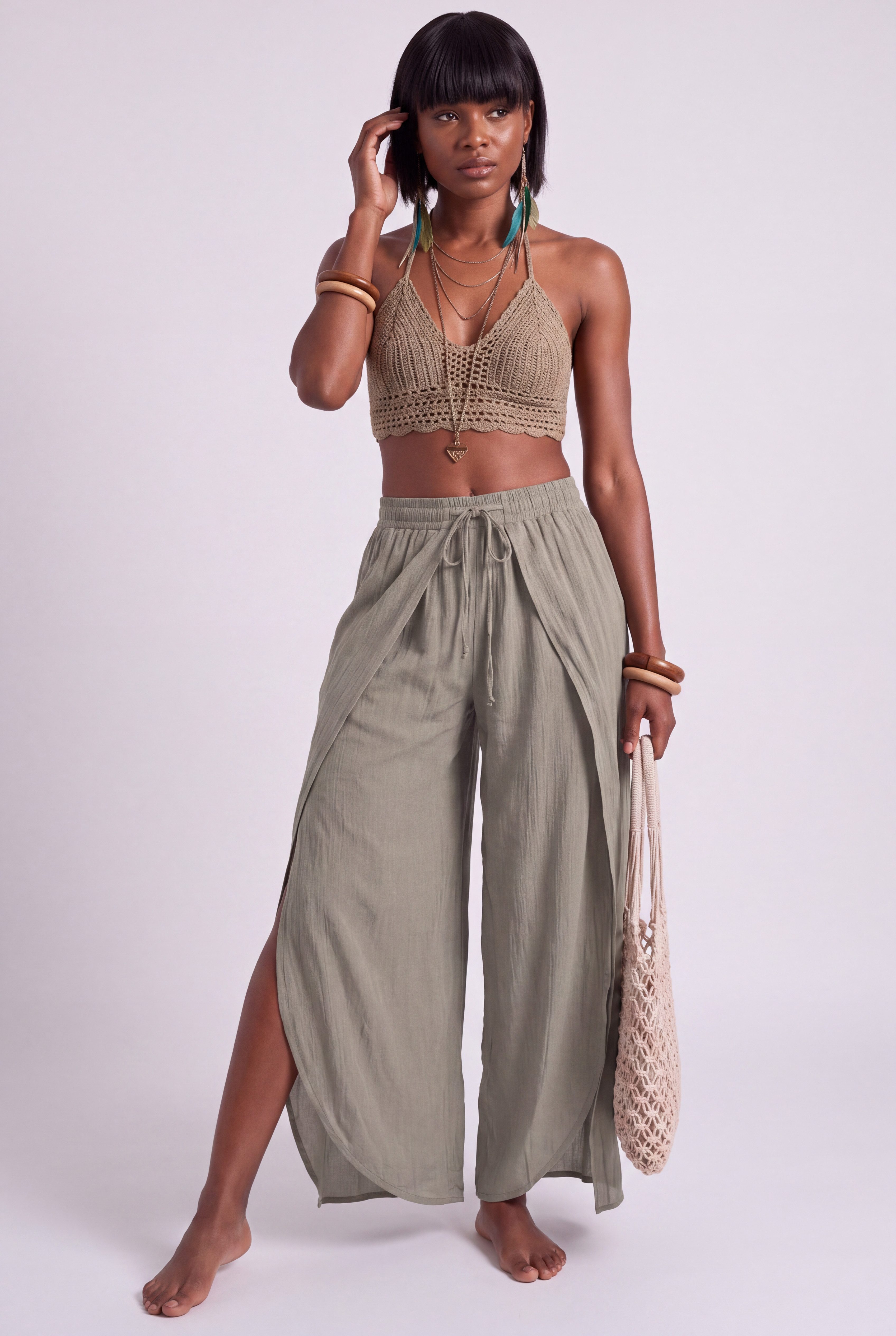 YC Fashion & Style Haremshose Boho Wickelhose im Lagenlook – Luftige Sommerhose Viskose mit elastischem Bund