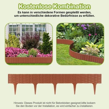 Randaco Rasenkante Garten Beetumrandung Beeteinfassung Palisade Rattan-Optik Kunststoff