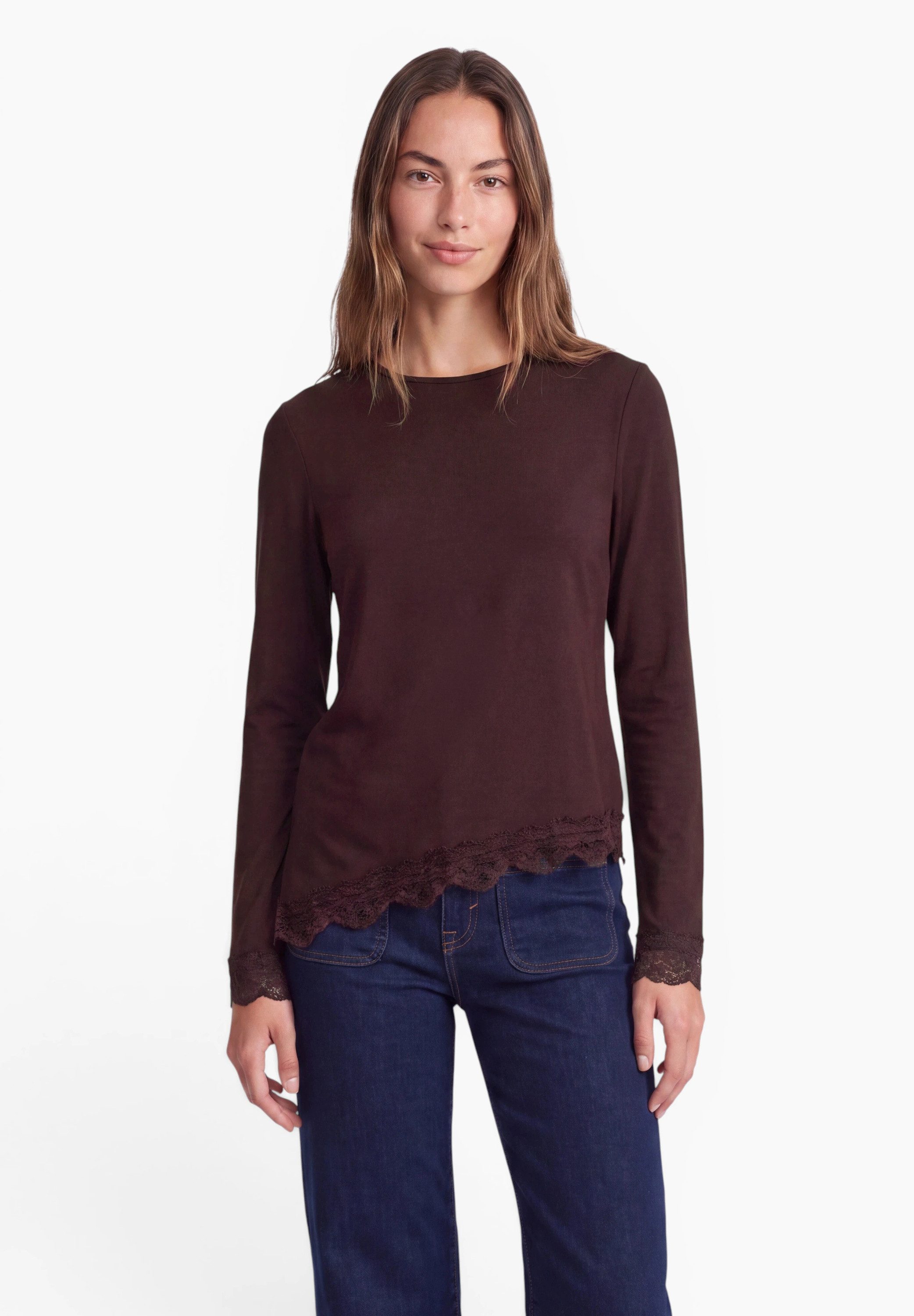 STREET ONE STUDIO Langarmshirt mit Spitzendetails