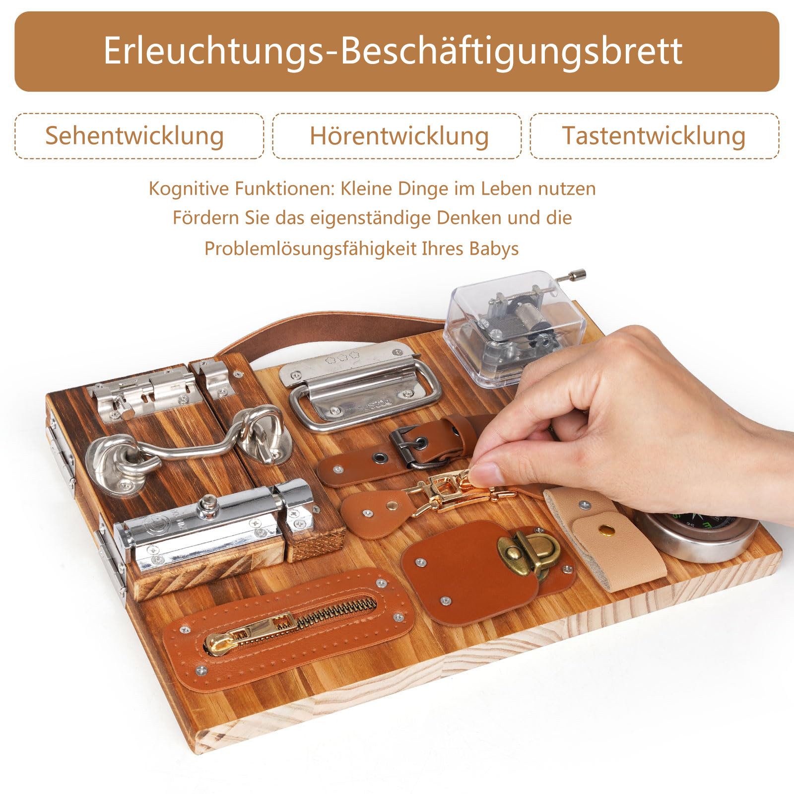 CLTYQ Motorikbrett Montessori - Busy Board Activity Board Motorikboard für Kleinkinder, Montessori Spielzeug Brett Motorikspielzeug Sensorik Board