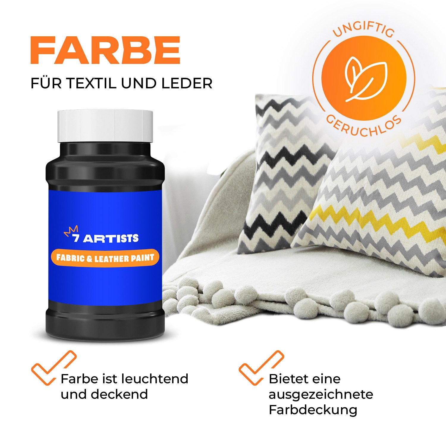 7 Artists Textilfarbe Acryl Farbe, Leder Farbe, Stoff Farbe, Textil Farbe 50 ml