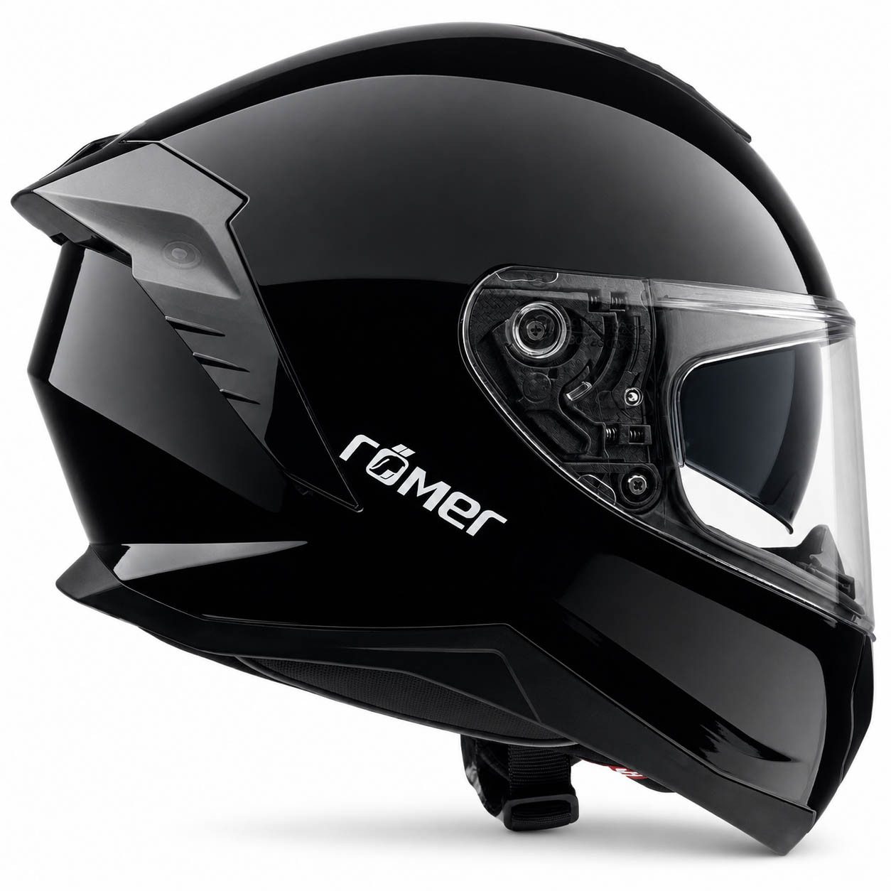 RÖMER HELME Motorradhelm RR20171 - Integralhelm schwarz- glänzend mit Sonnenvisier & Belüftung – Bild 5 von 5