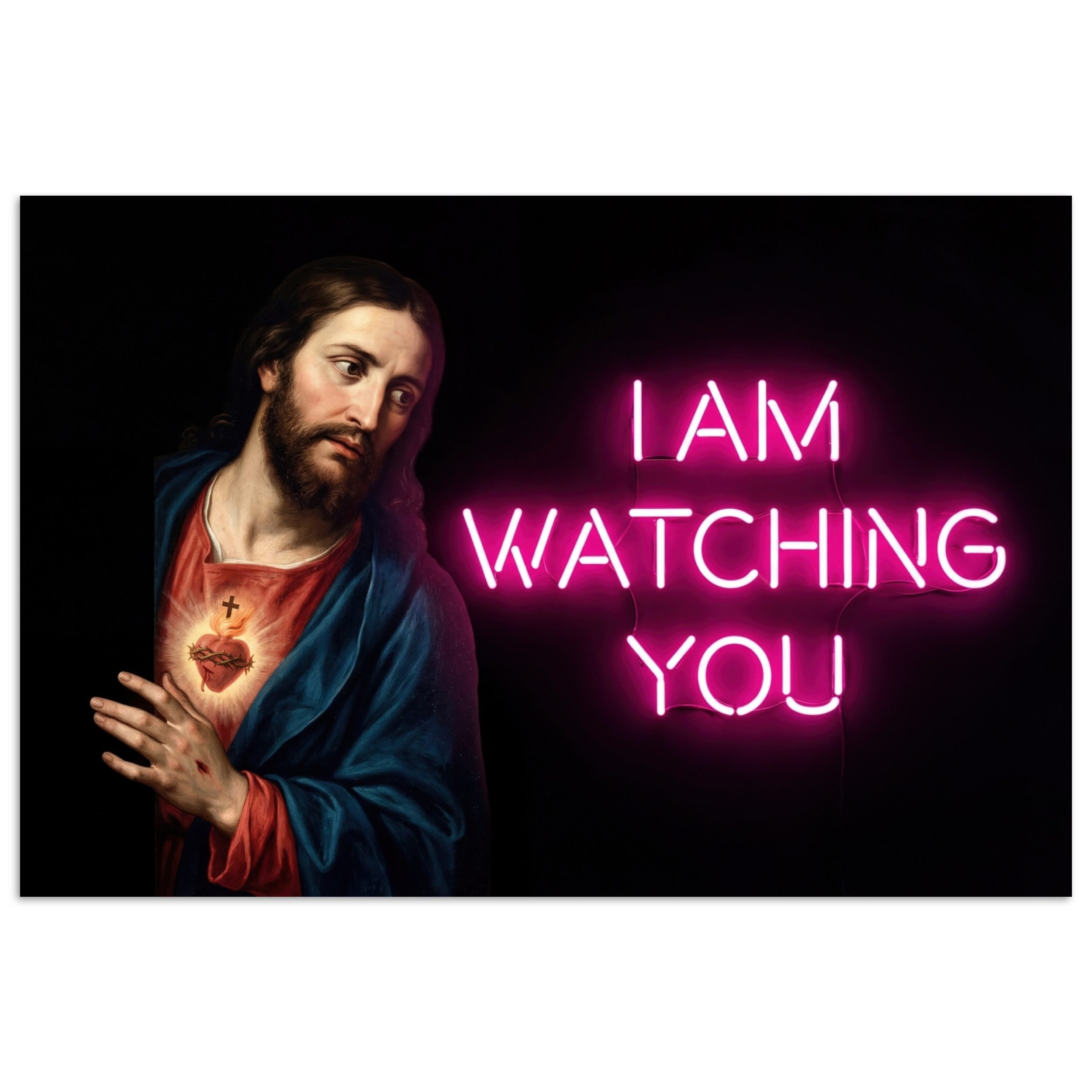 MuchoWow Poster Mensch - Text - Neon, (1 St), Poster ohne Rahmen, Wandbild, Wandposter, 30x20 cm