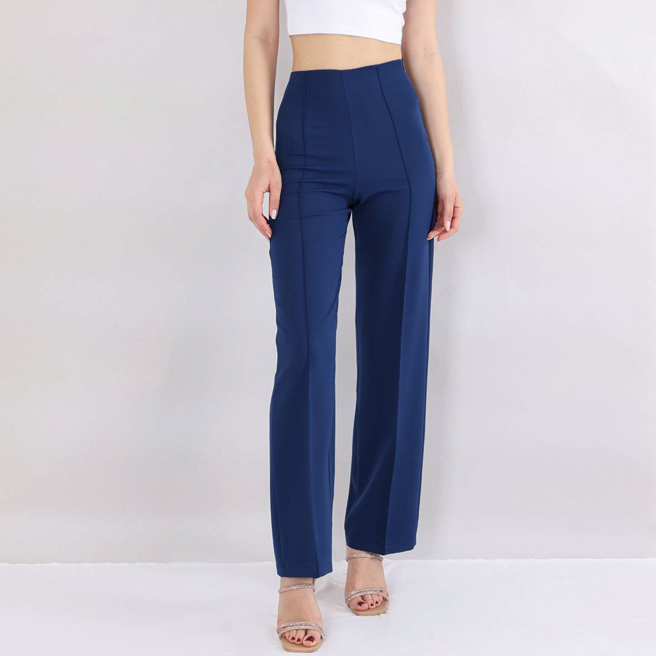 fashionshowcase Bootcuthose Damen Hose Hochtailliert Krepphose günstig online kaufen