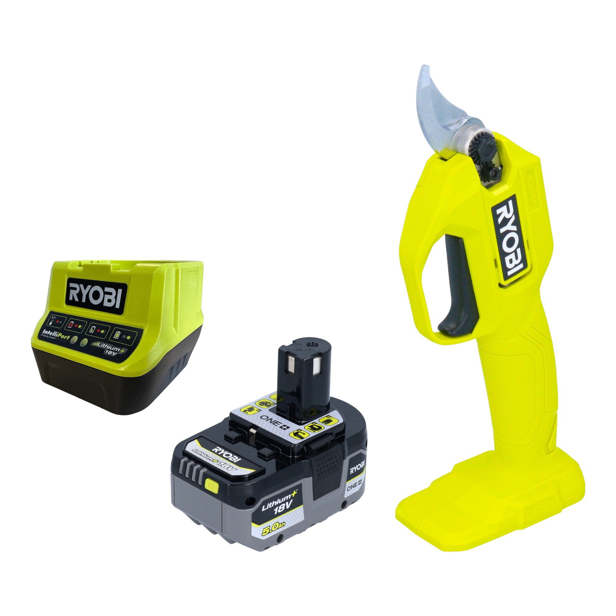 Ryobi Astschere RY18SCA Akku Gartenschere 18 V 25 mm + 1x Akku 5,0 Ah + Ladegerät