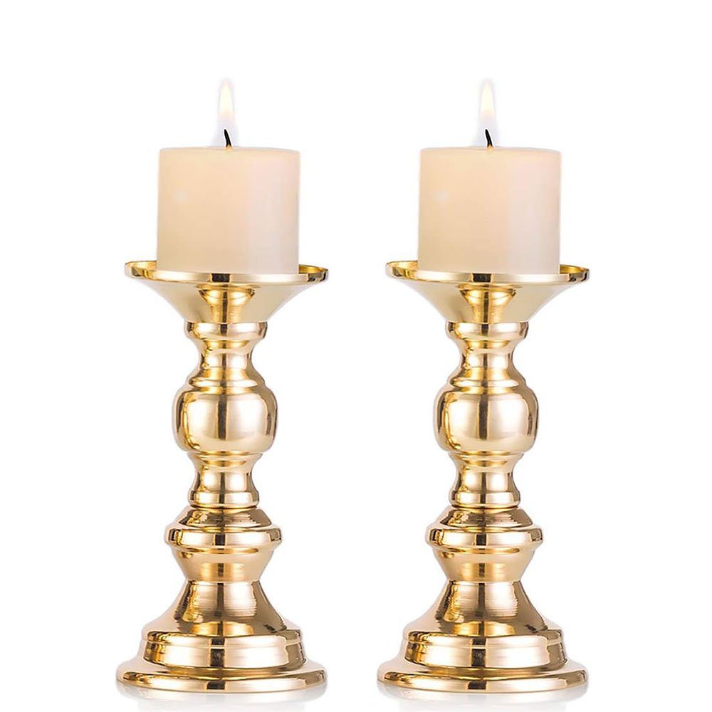 Kerzenständer Säulen Stück Metall 2 St) Kerzenhaltern (2 CTGtree Gold