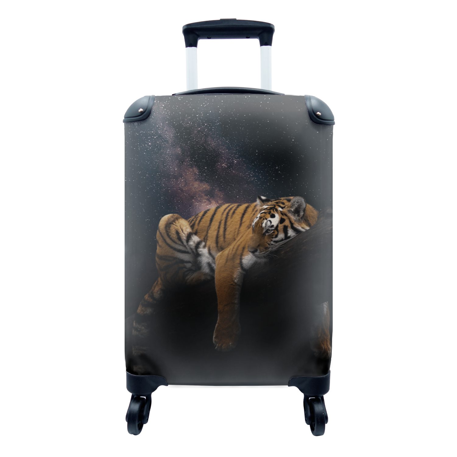 MuchoWow Handgepäckkoffer - Reisetasche Tiger Ferien, Universum Rollen, für 4 Reisekoffer Handgepäck - rollen, mit Trolley, Sterne