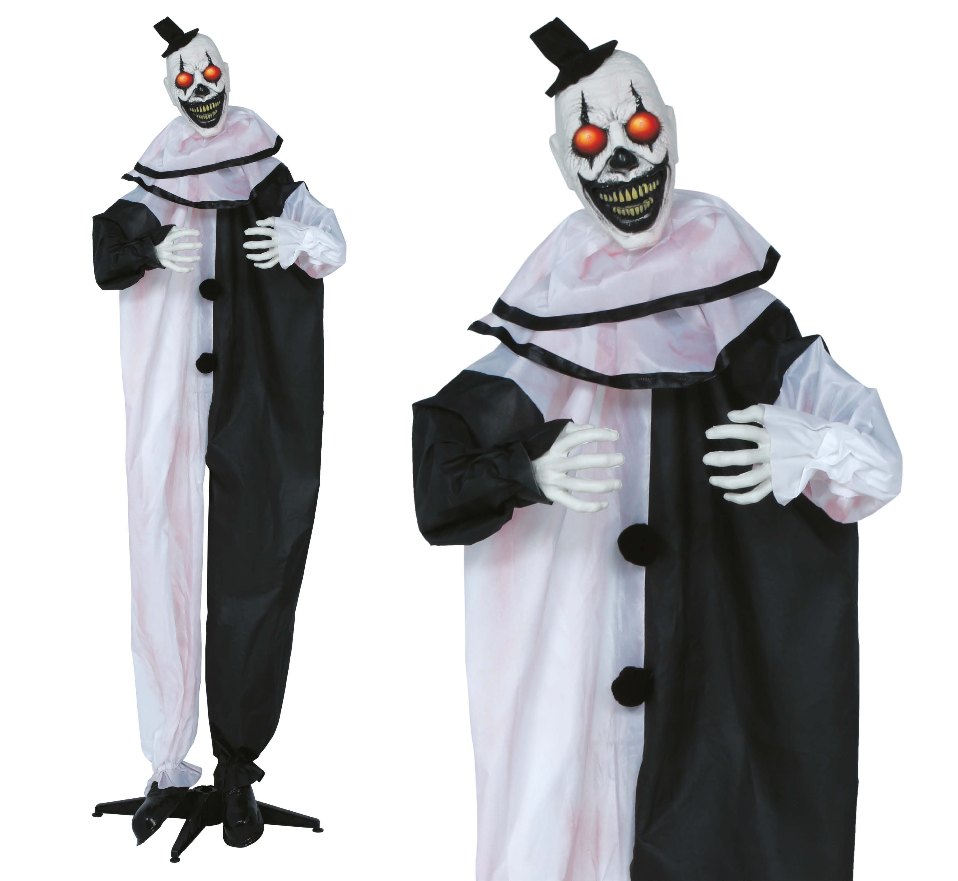Fiestas Guirca Dekofigur, Animatronic Terrorclown 205 cm Halloween Deko mit Licht, Sound & Beweg