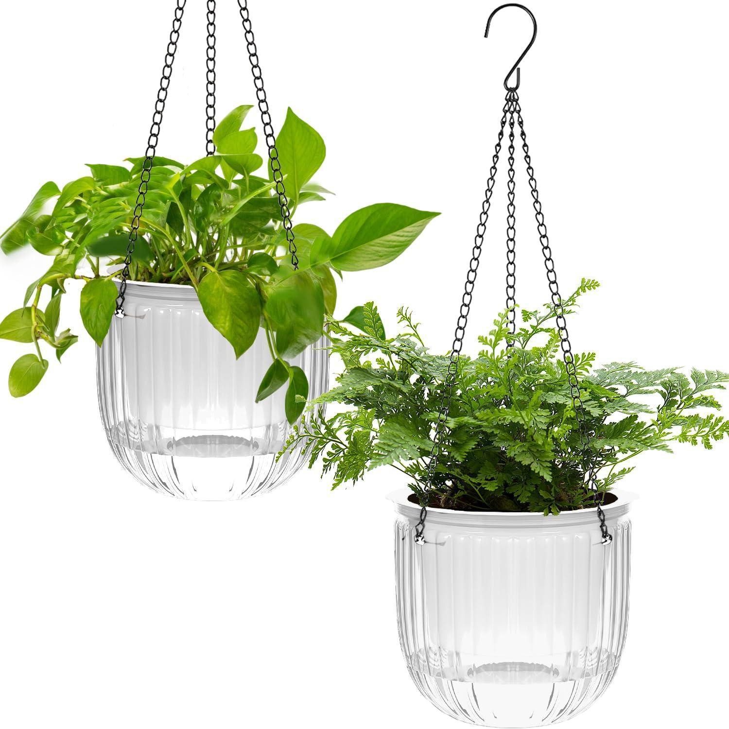 LuxusKollektion Blumenampel Selbstbewässernde Hängeampel Blumentopf weiß (2 St)