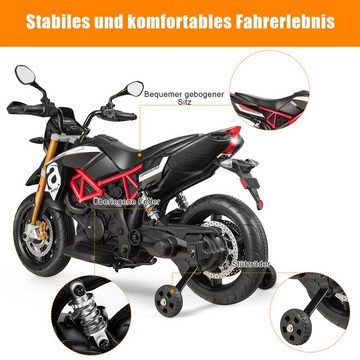 COSTWAY Elektro-Kindermotorrad, mit Stützrädern, LED & Musik