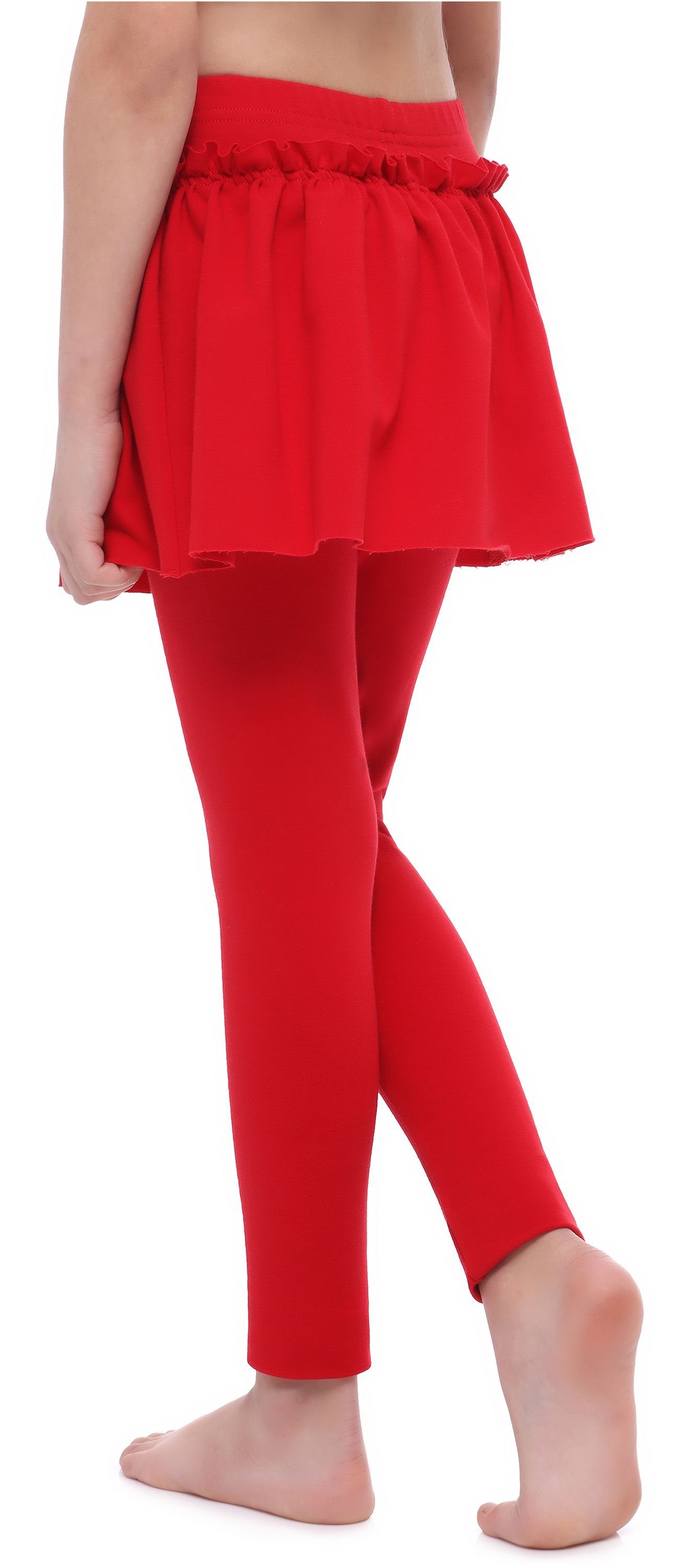 Merry Leggings aus Rock mit (1-tlg) Mädchen Leggings Style elastischer Bund MS10-255 Lange Rot Baumwolle