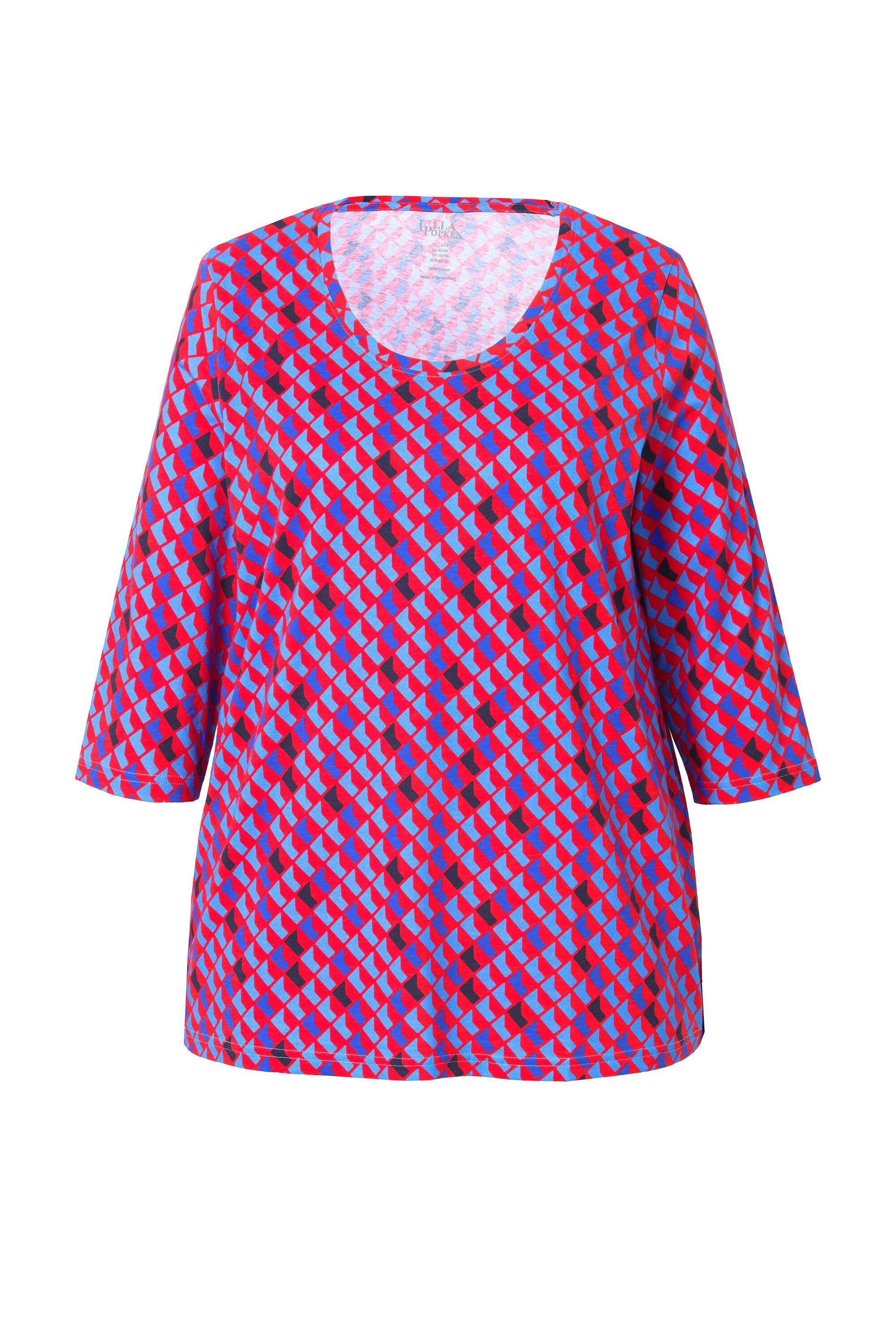 Ulla Popken Longshirt Shirt bedruckt A-Linie Rundhals 3/4-Arm günstig online kaufen