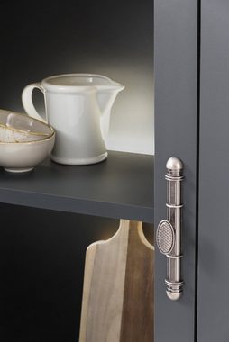 Furn.Design Buffet Ribera (Buffetschrank in matt grau mit Wotan Eiche, 110 x 201 cm) mit Weinregal, Soft-Close-Funktion