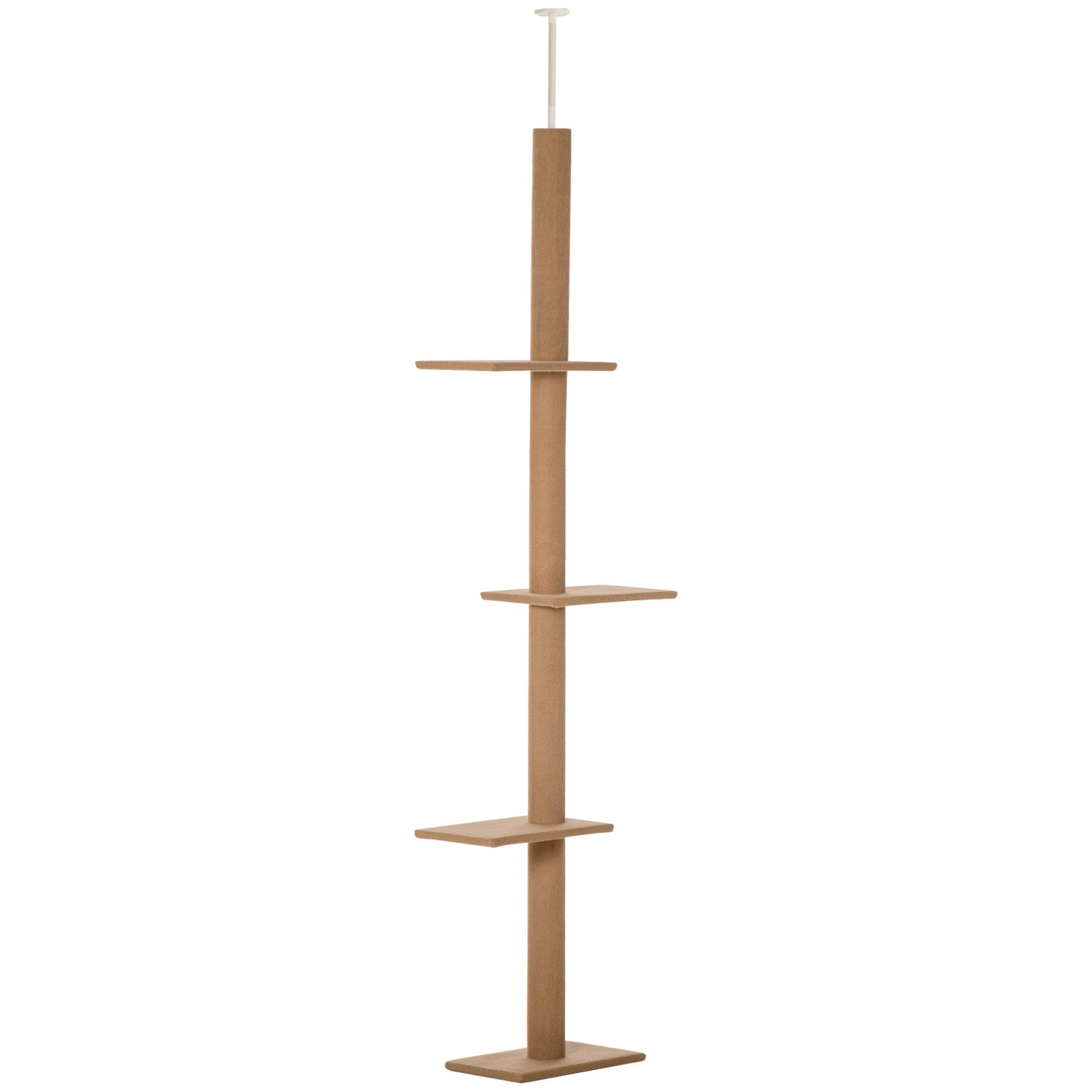 FELIXLEO Kratzbaum Kratzbaum deckenhoch 228 260 cm Plattformen Katzen Hellbraun